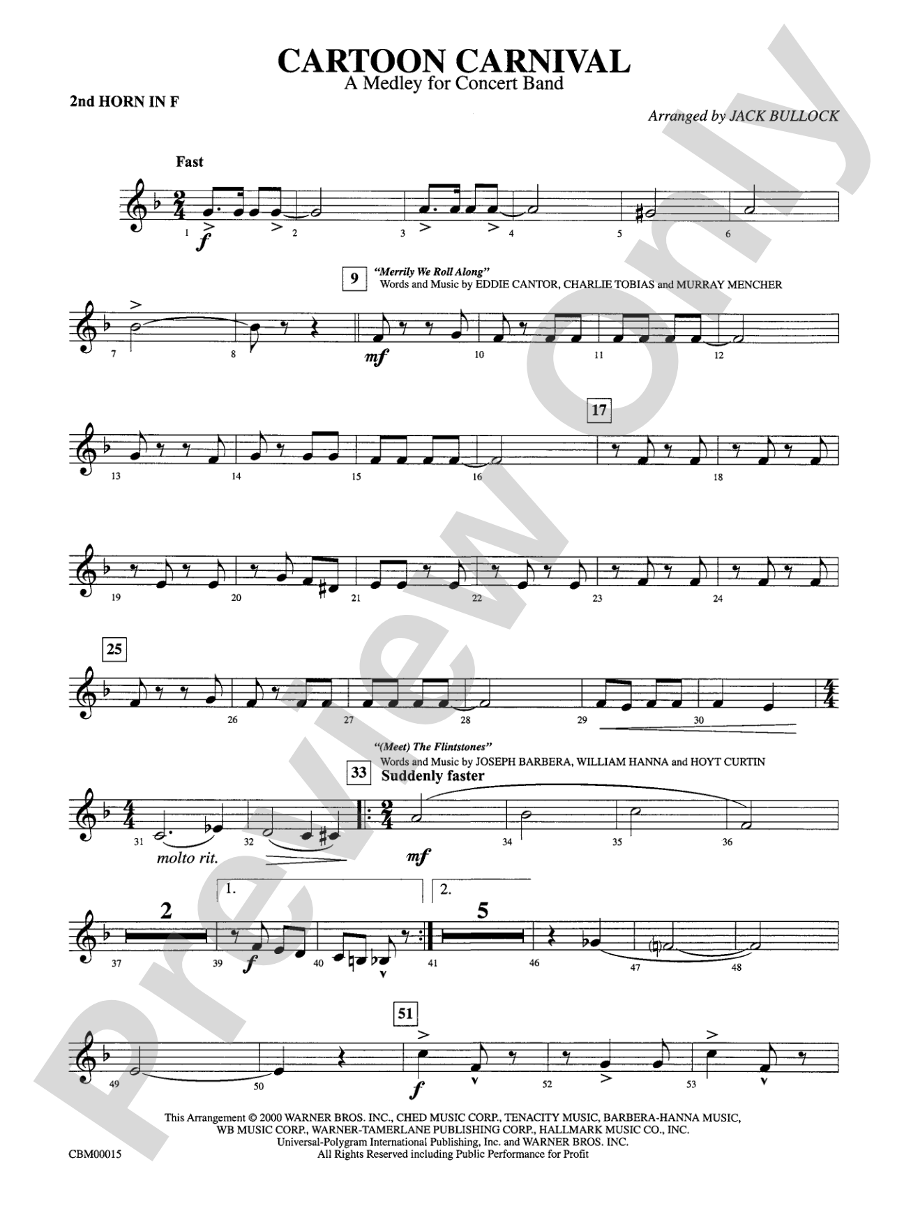 Cartoon Carnival (Medley): 2nd F Horn
