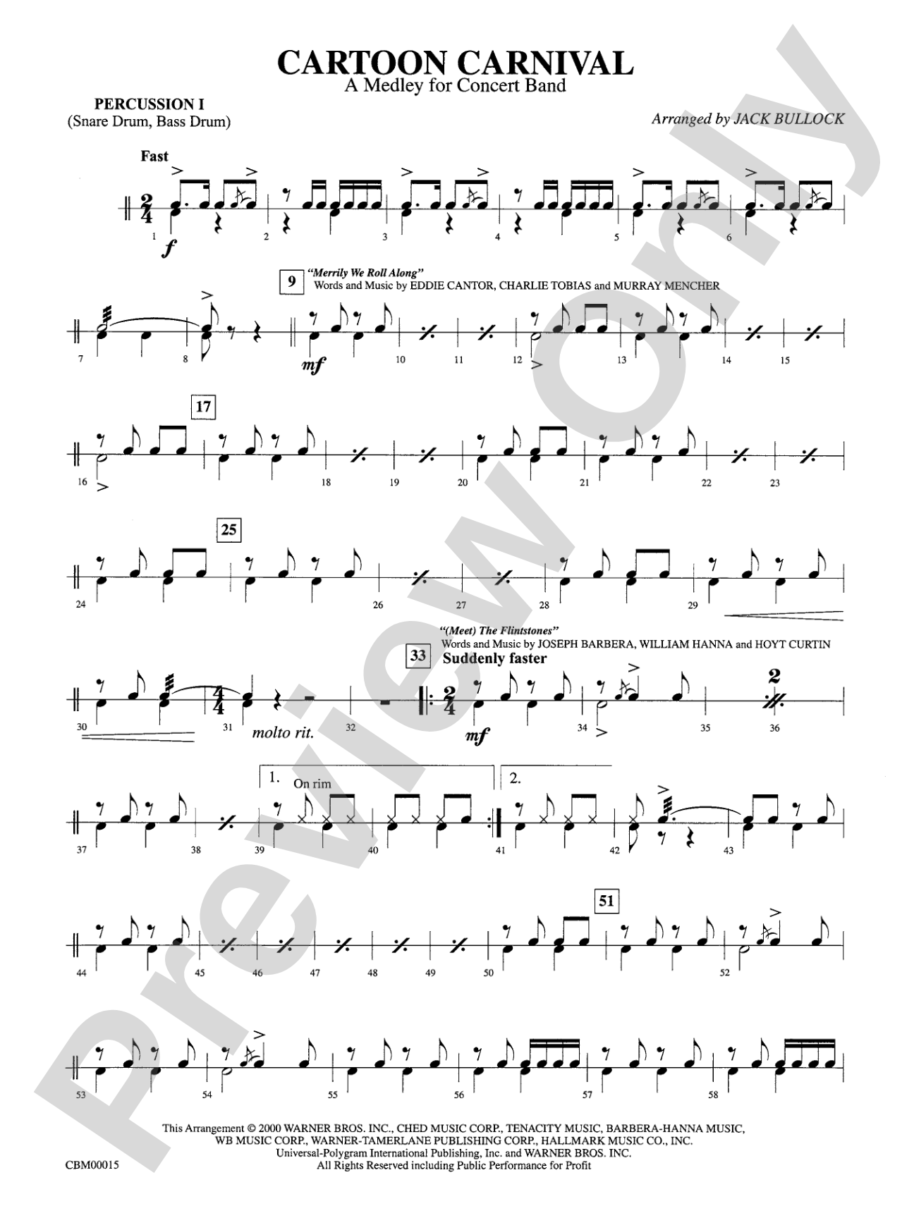 Cartoon Carnival (Medley): 1st Percussion