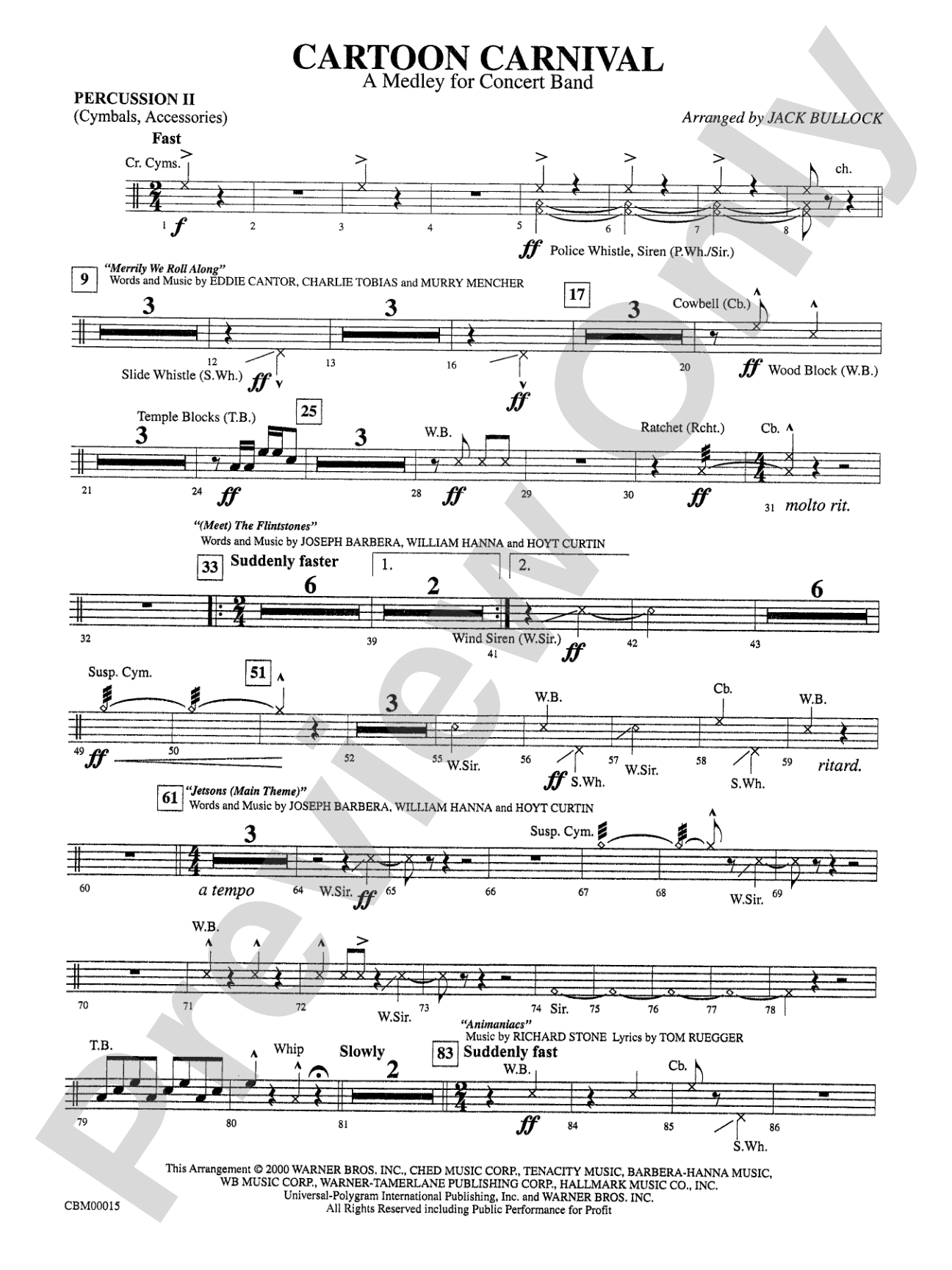 Cartoon Carnival (Medley): 2nd Percussion