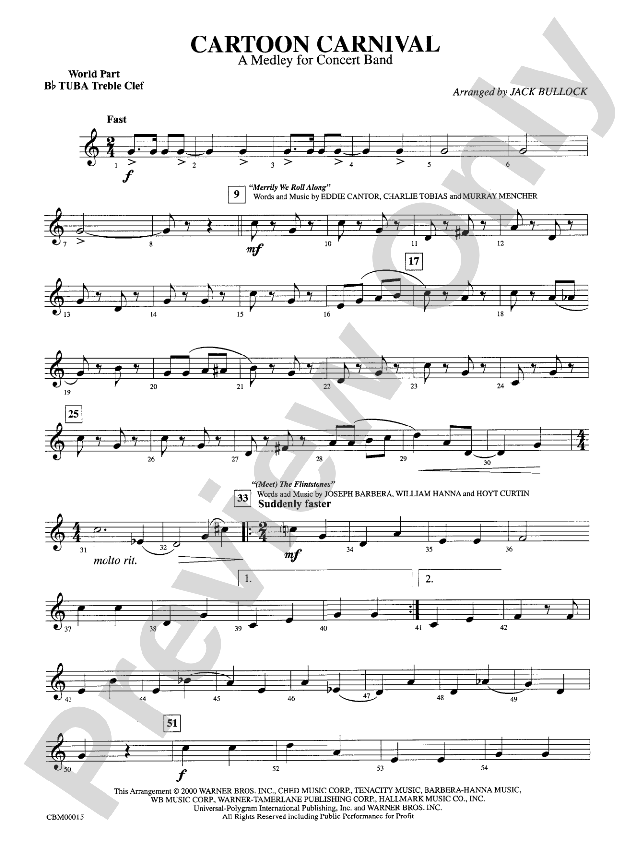 Cartoon Carnival (Medley): WP B-flat Tuba T.C.
