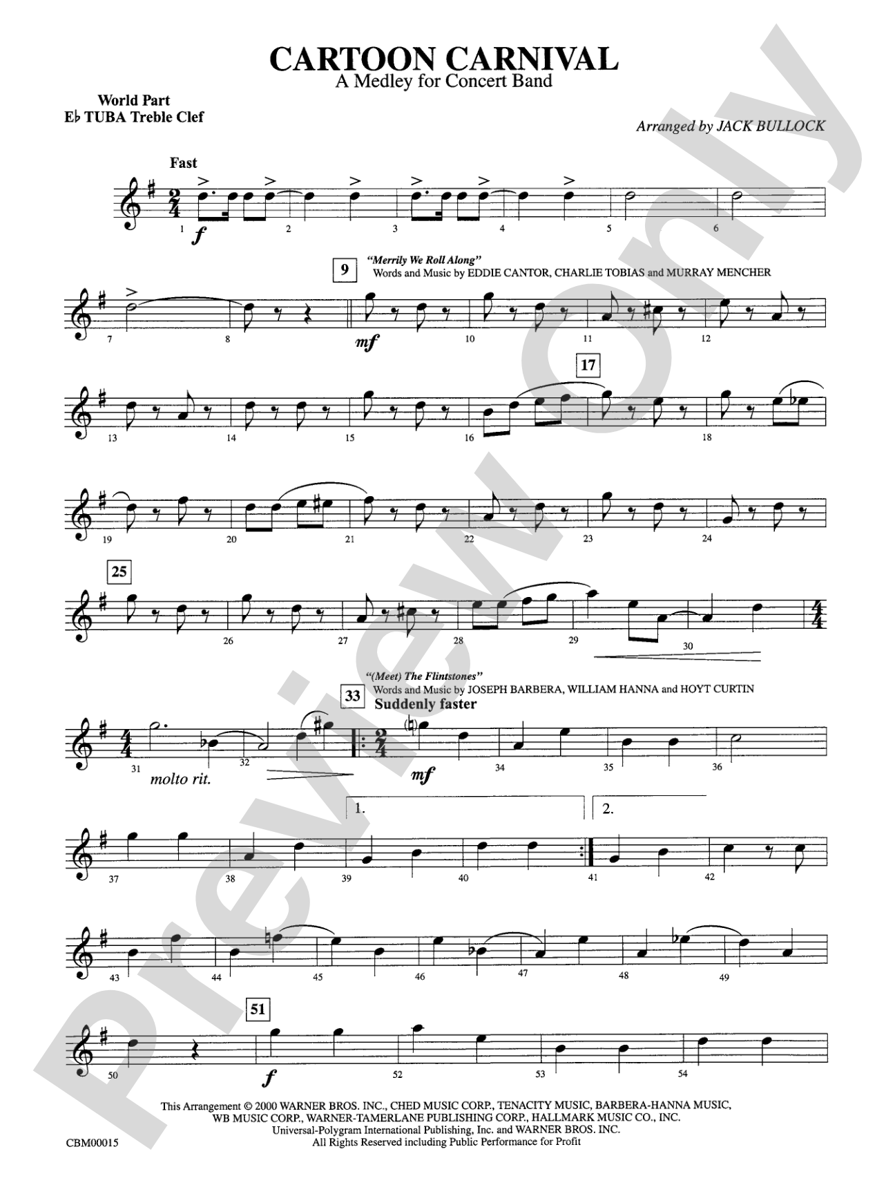 Cartoon Carnival (Medley): WP E-flat Tuba T.C.