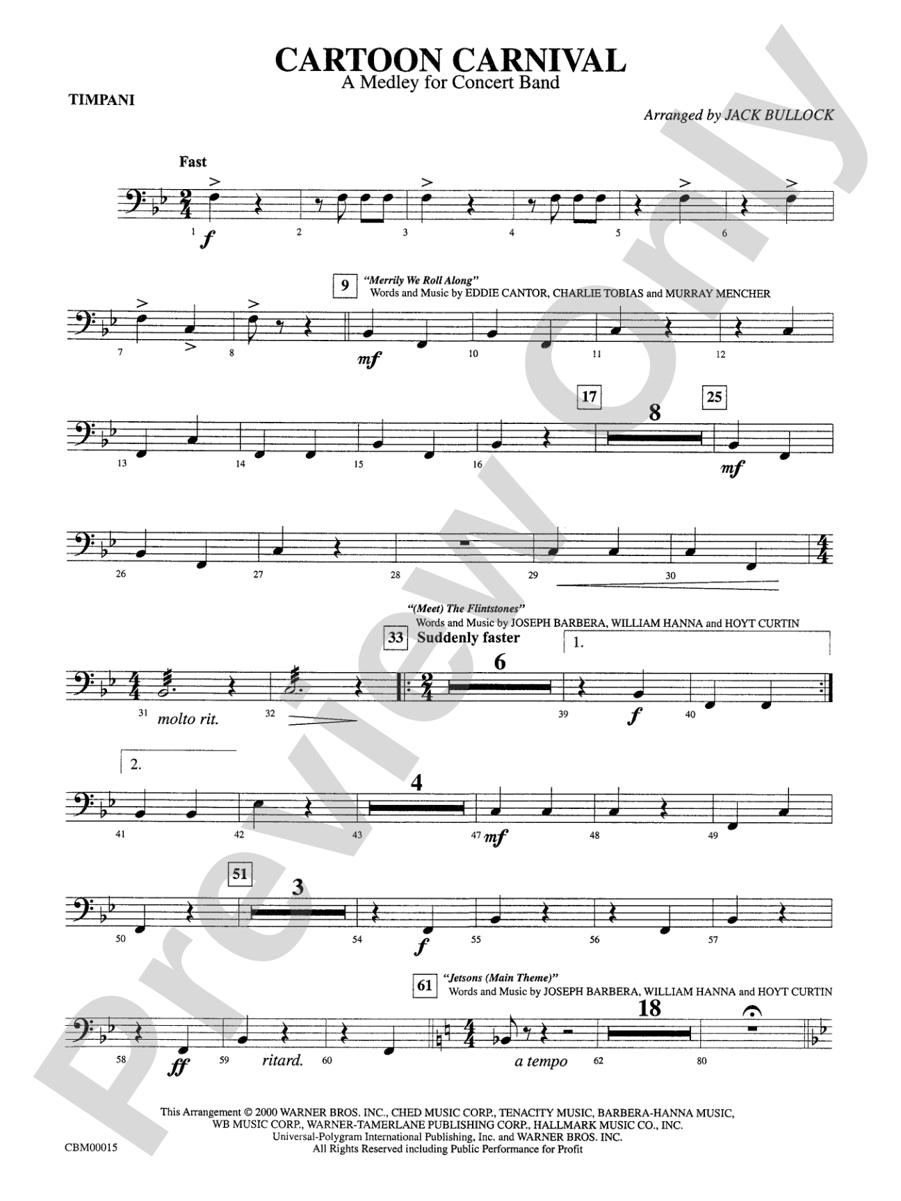 Cartoon Carnival (Medley): Timpani