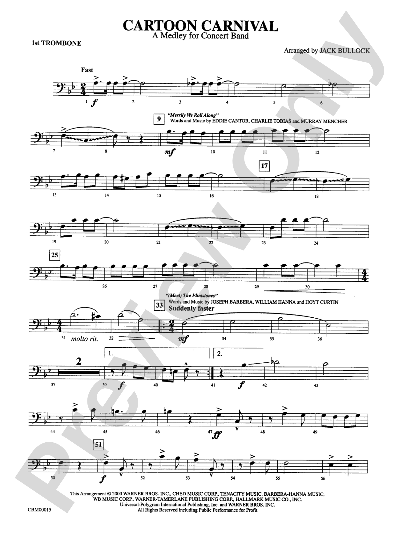 Cartoon Carnival (Medley): 1st Trombone