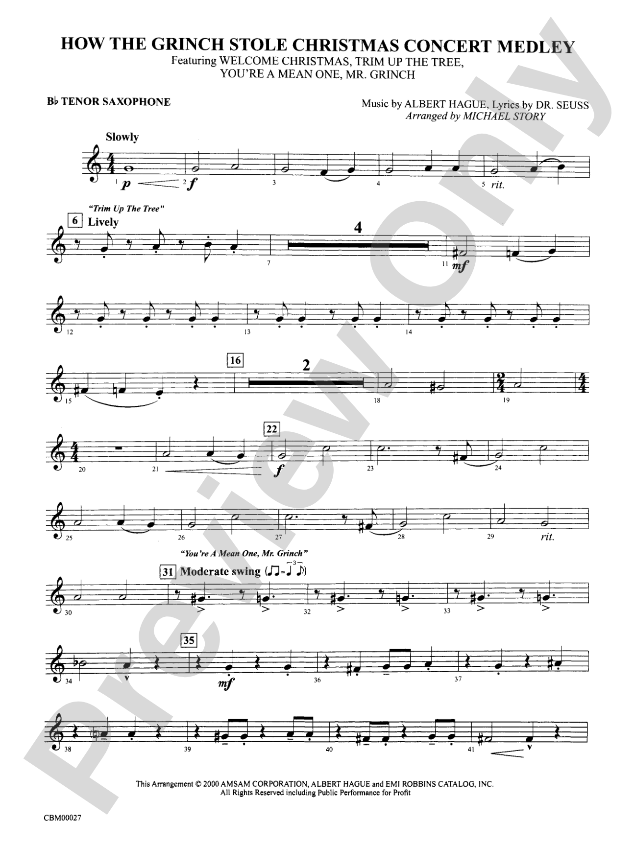 How the Grinch Stole Christmas: B-flat Tenor Saxophone