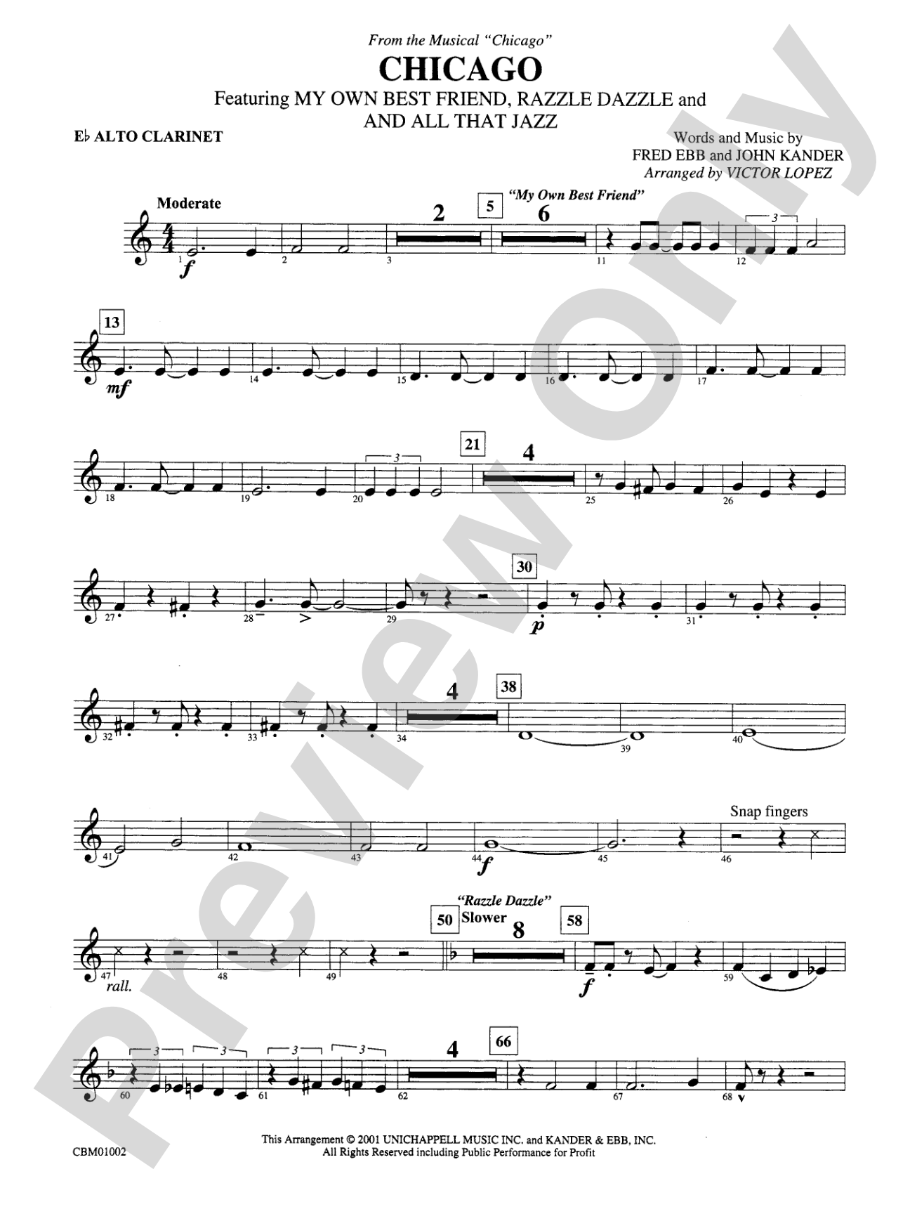Chicago! (from the Musical Chicago!): E-flat Alto Clarinet