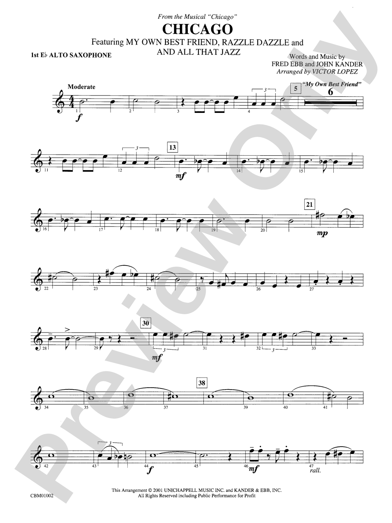 Chicago! (from the Musical Chicago!): E-flat Alto Saxophone