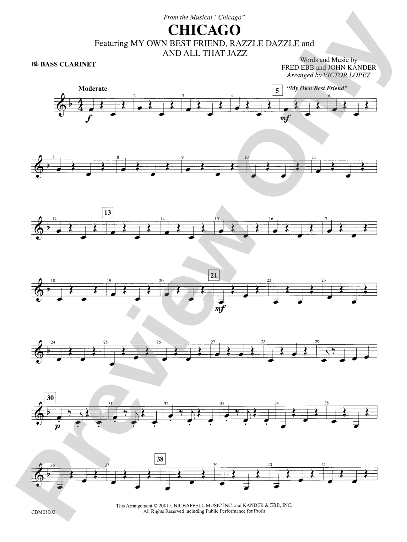 Chicago! (from the Musical Chicago!): B-flat Bass Clarinet