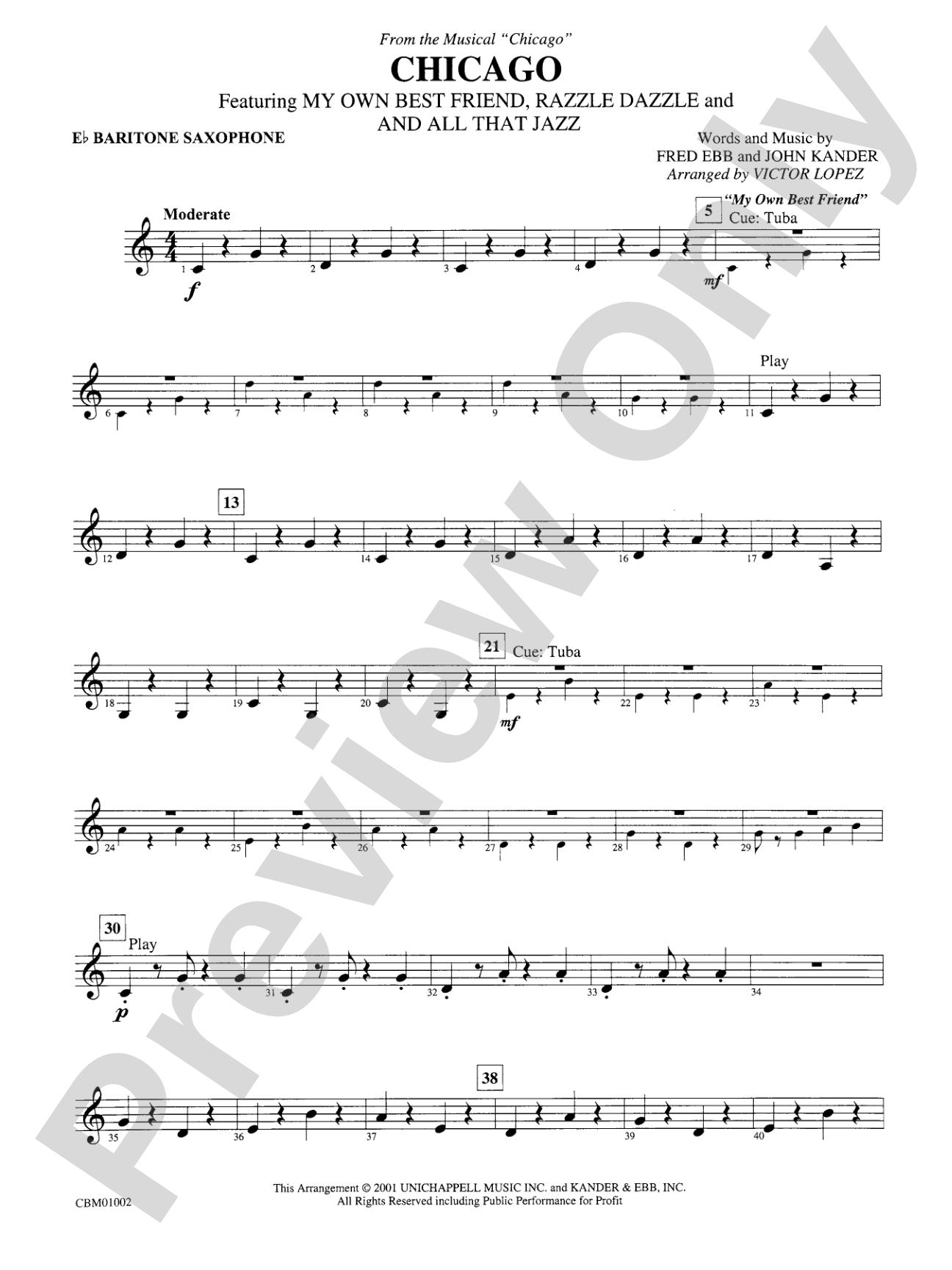 Chicago! (from the Musical Chicago!): E-flat Baritone Saxophone