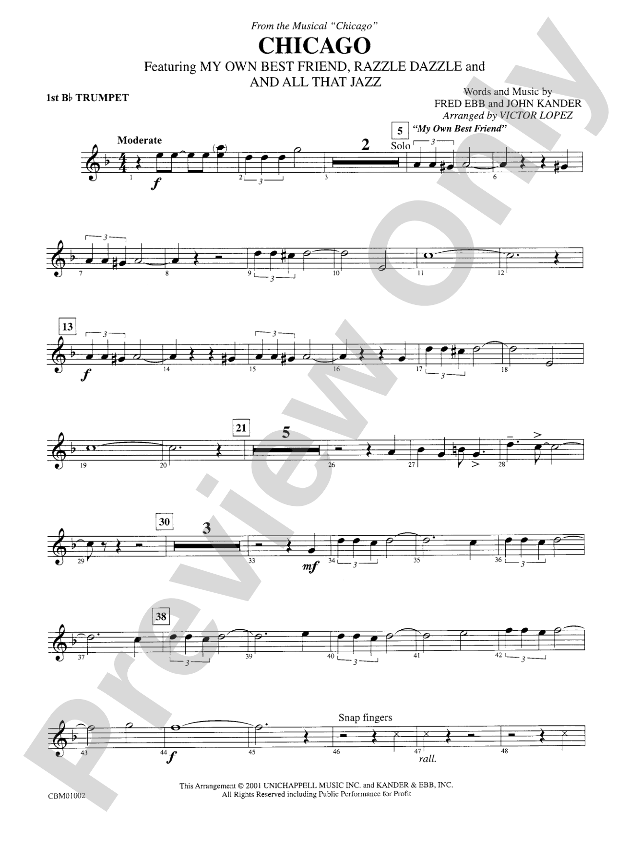 Chicago! (from the Musical Chicago!): 1st B-flat Trumpet