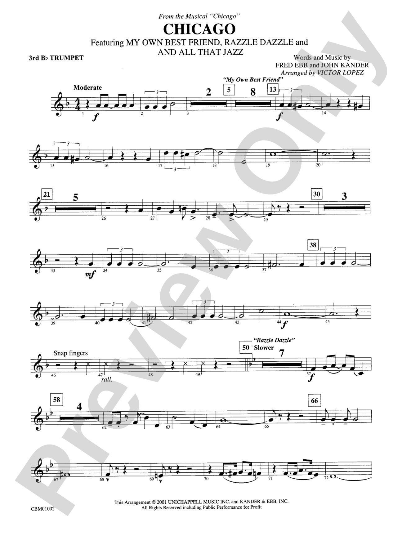 Chicago! (from the Musical Chicago!): 3rd B-flat Trumpet
