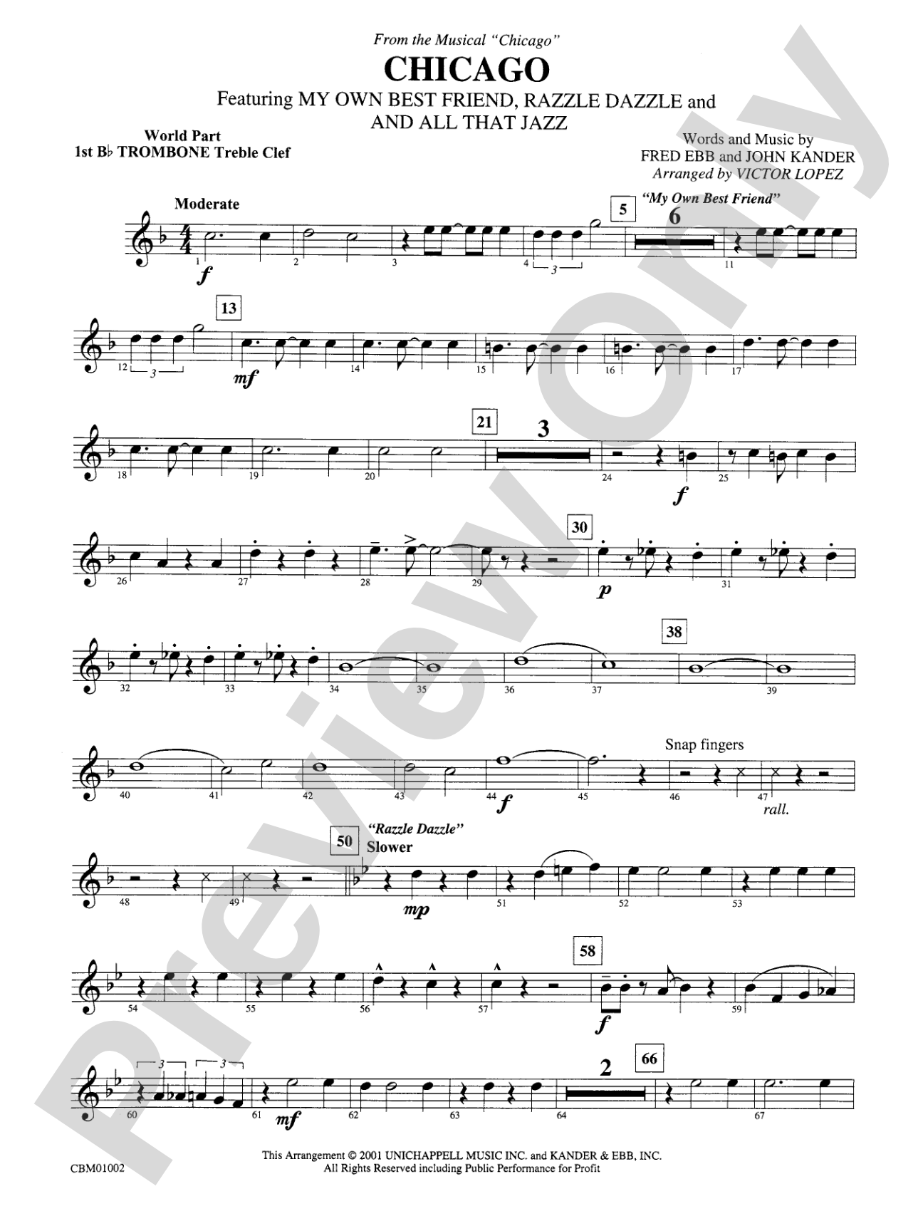 Chicago! (from the Musical Chicago!): WP 1st B-flat Trombone T.C.