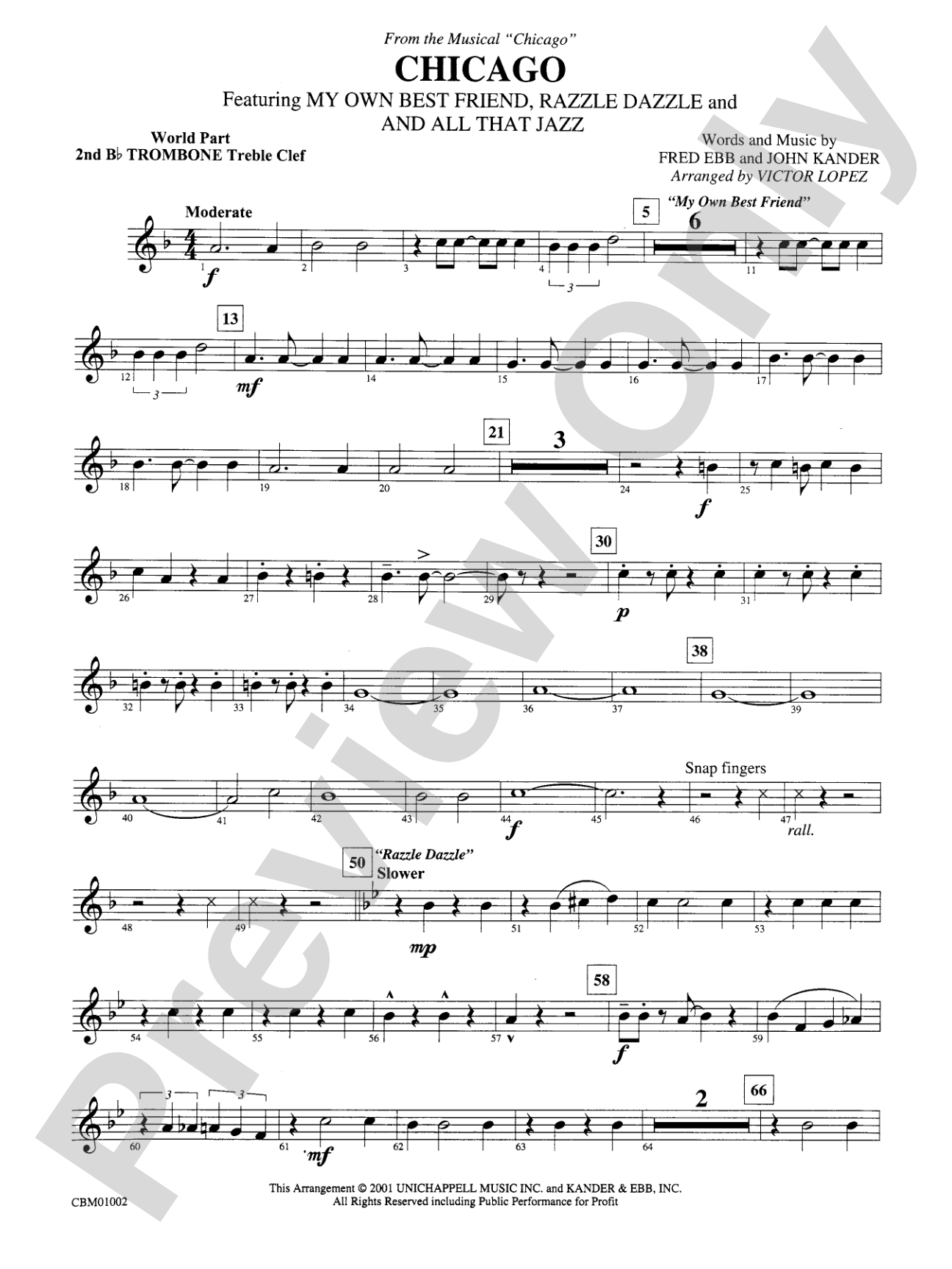 Chicago! (from the Musical Chicago!): WP 2nd B-flat Trombone T.C.