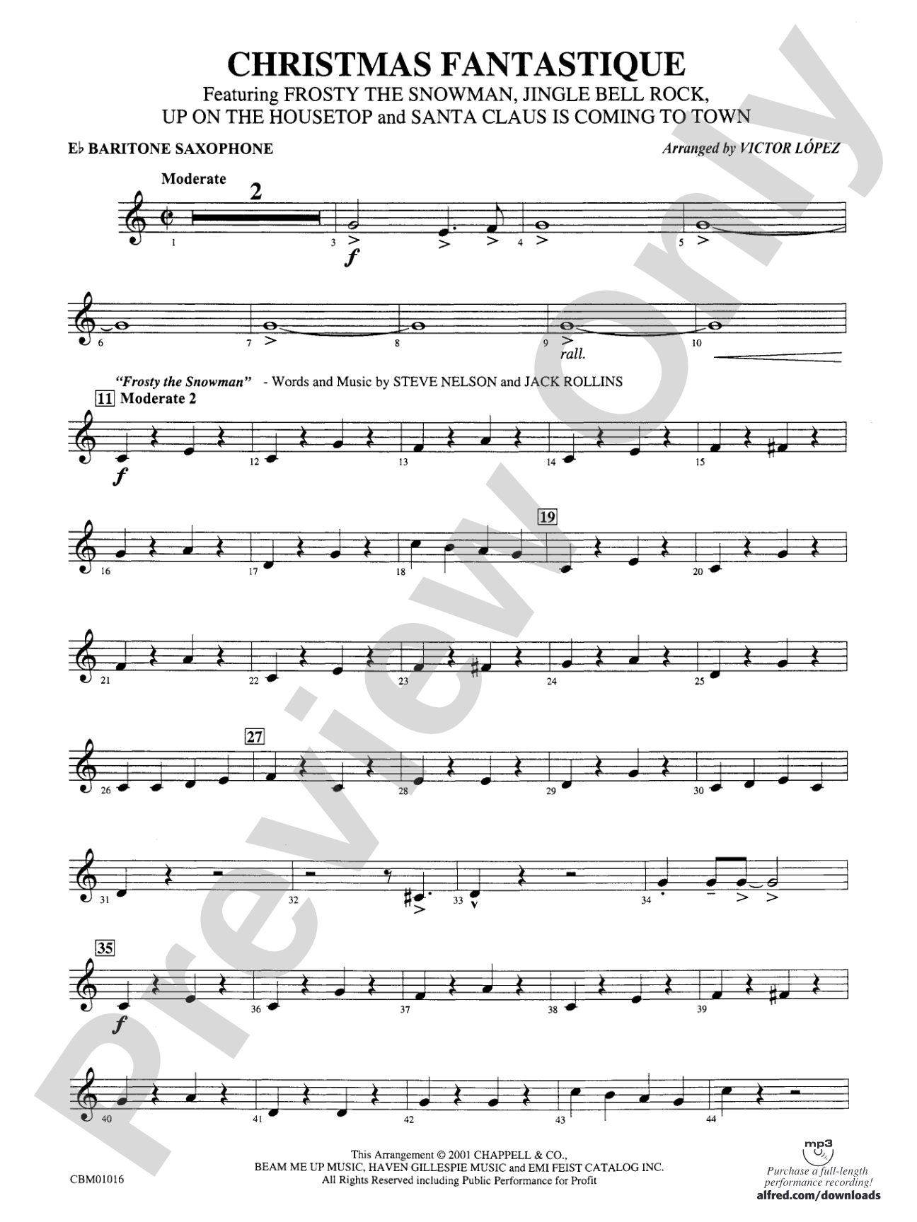 Christmas Fantastique (Medley): E-flat Baritone Saxophone