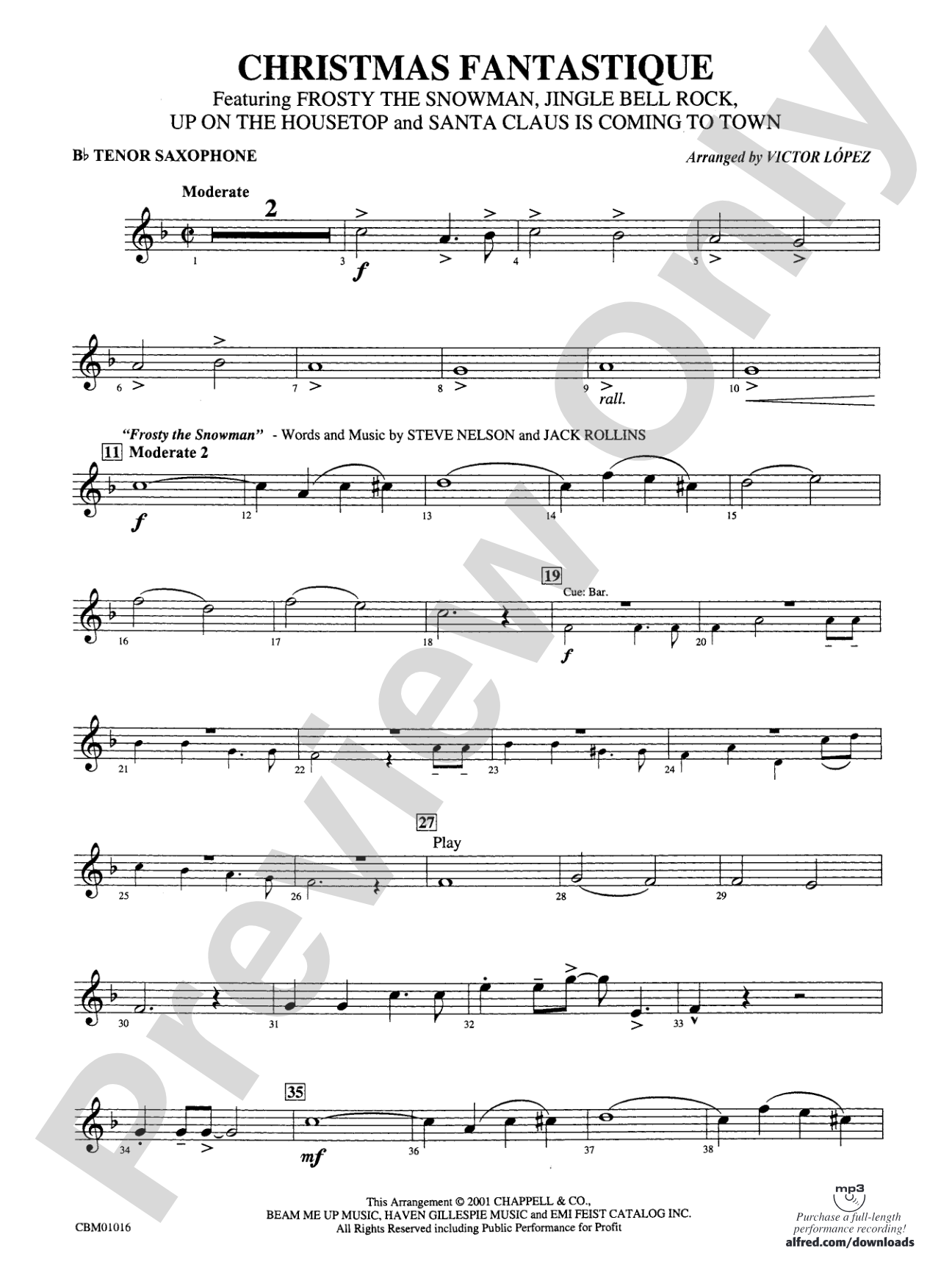 Christmas Fantastique (Medley): B-flat Tenor Saxophone