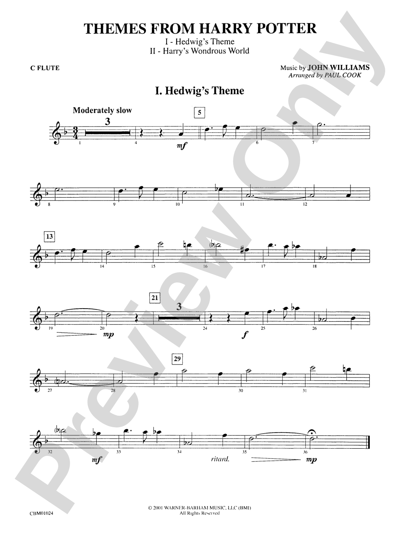 Harry Potter, Themes from: Flute