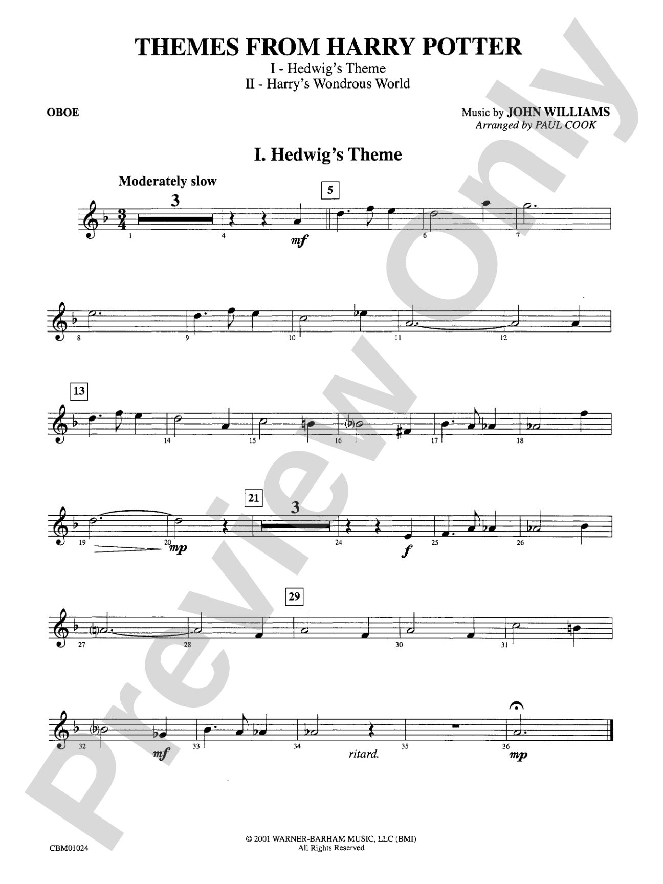 Harry Potter, Themes from: Oboe