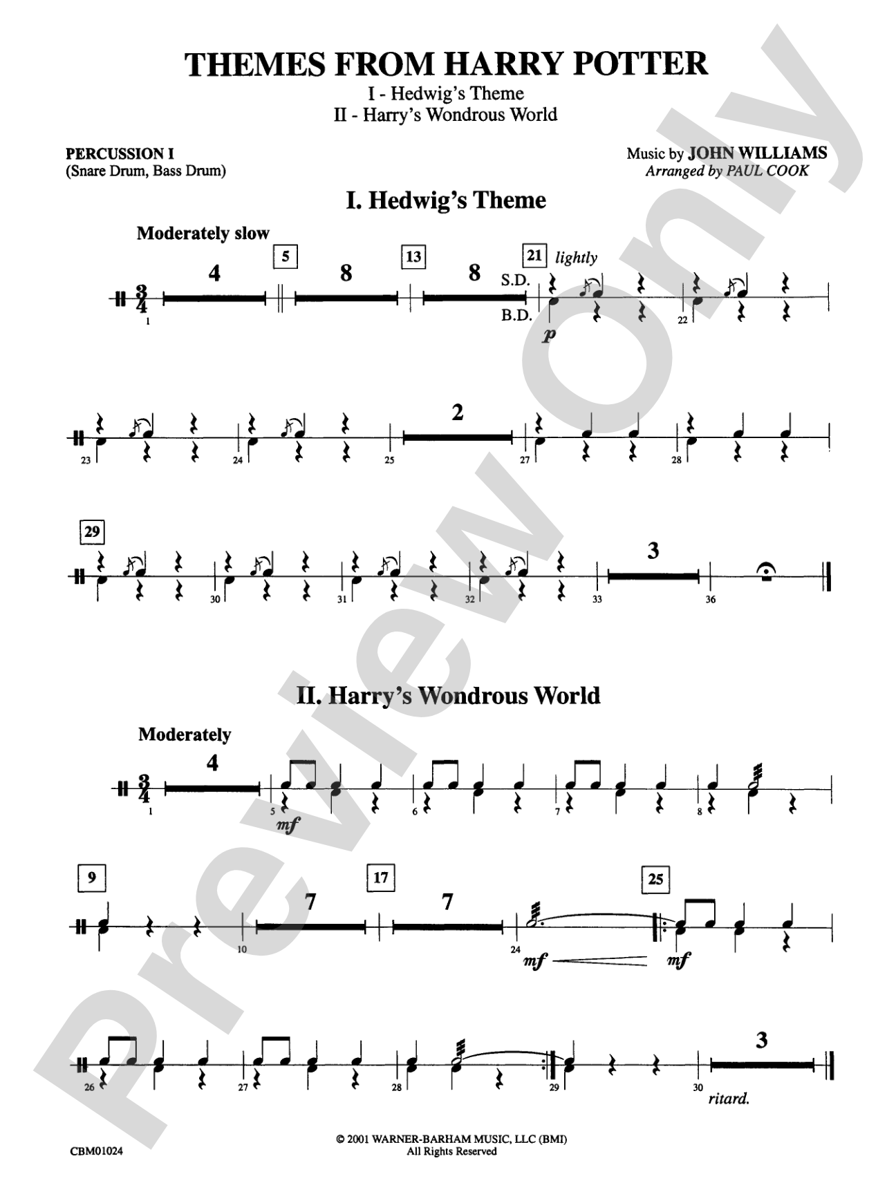 Harry Potter, Themes from: 1st Percussion