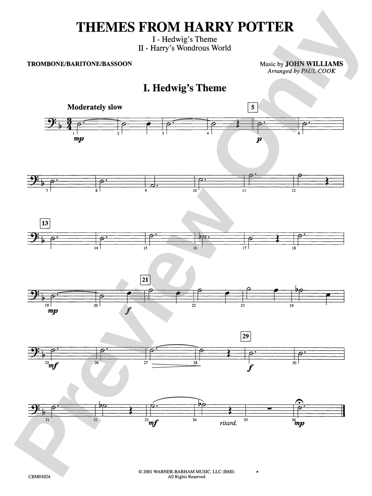 Harry Potter, Themes from: 1st Trombone