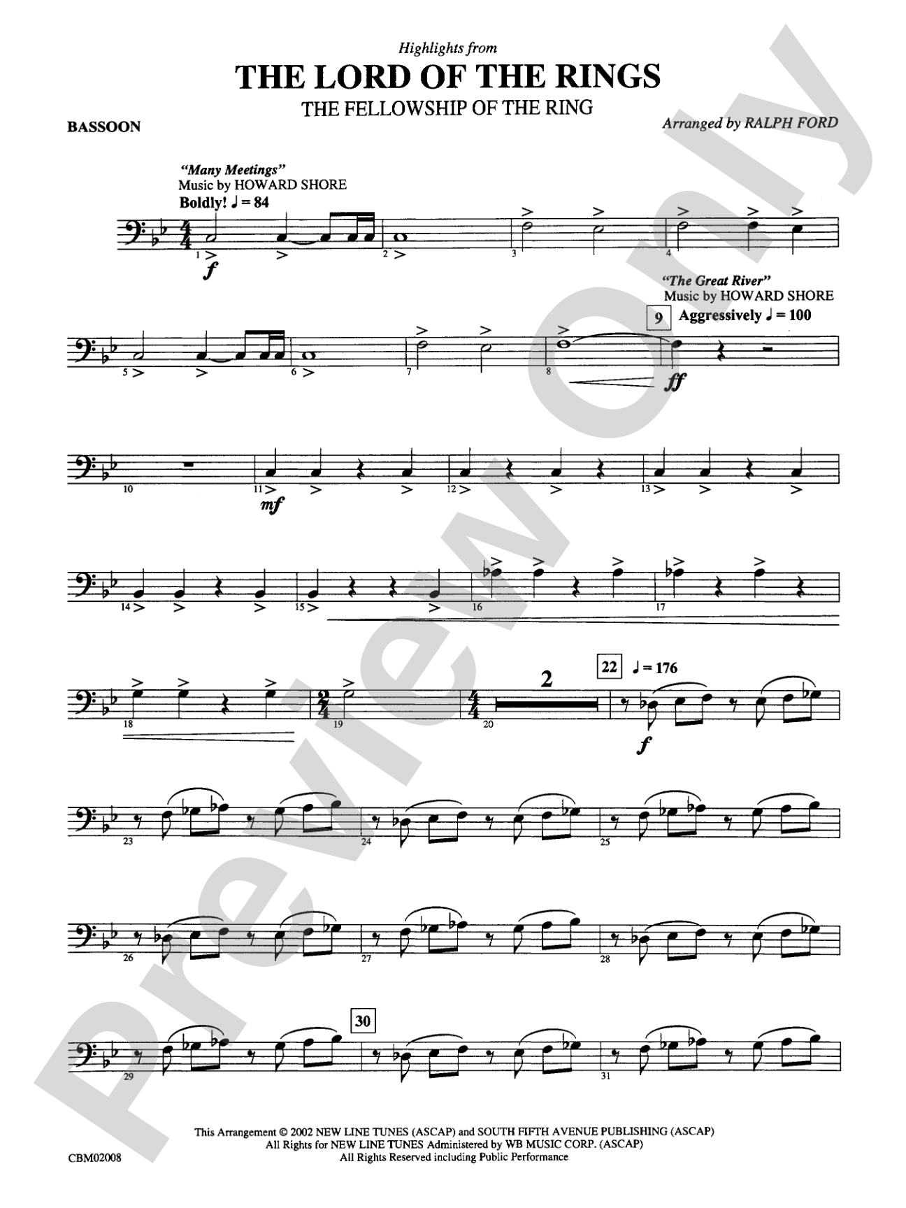 The Lord of the Rings: The Fellowship of the Ring, Highlights from: Bassoon