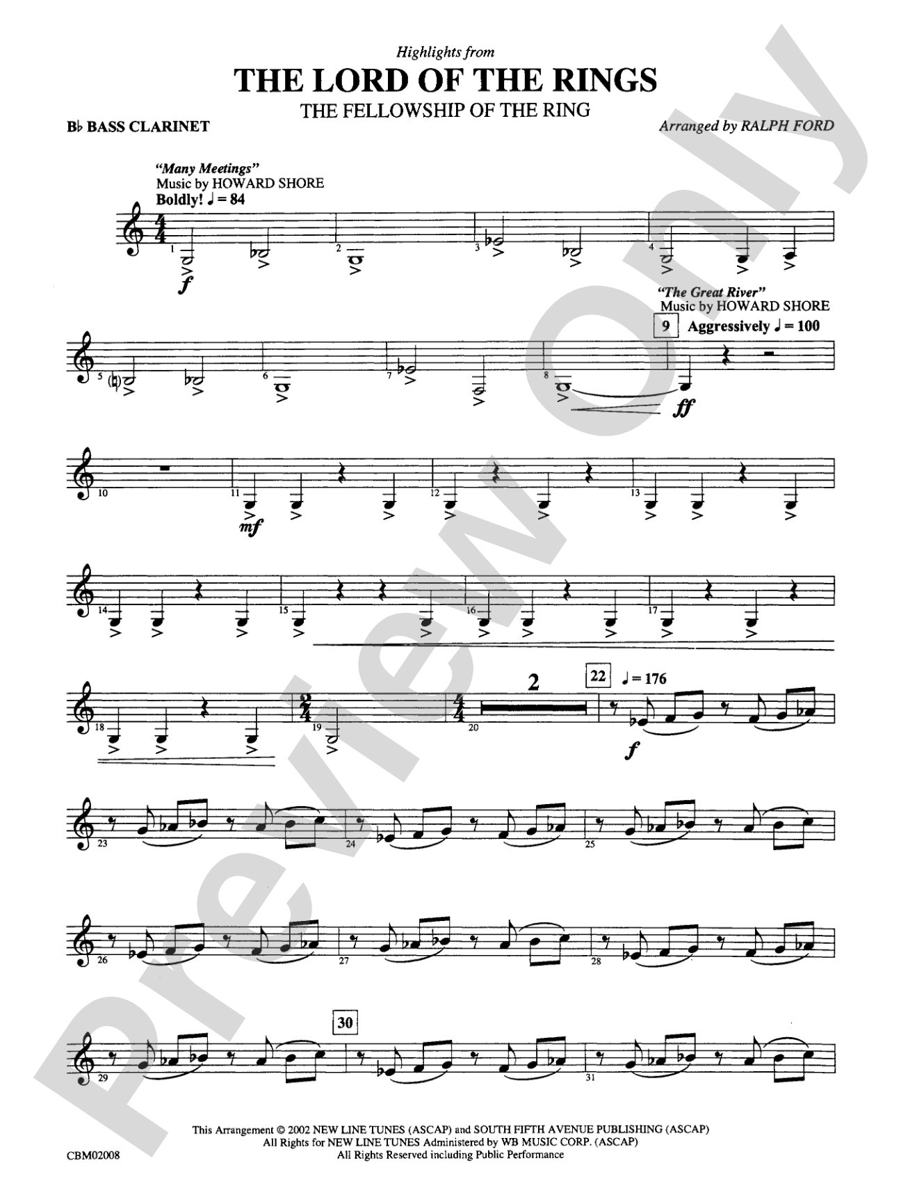 The Lord of the Rings: The Fellowship of the Ring, Highlights from: B-flat Bass Clarinet