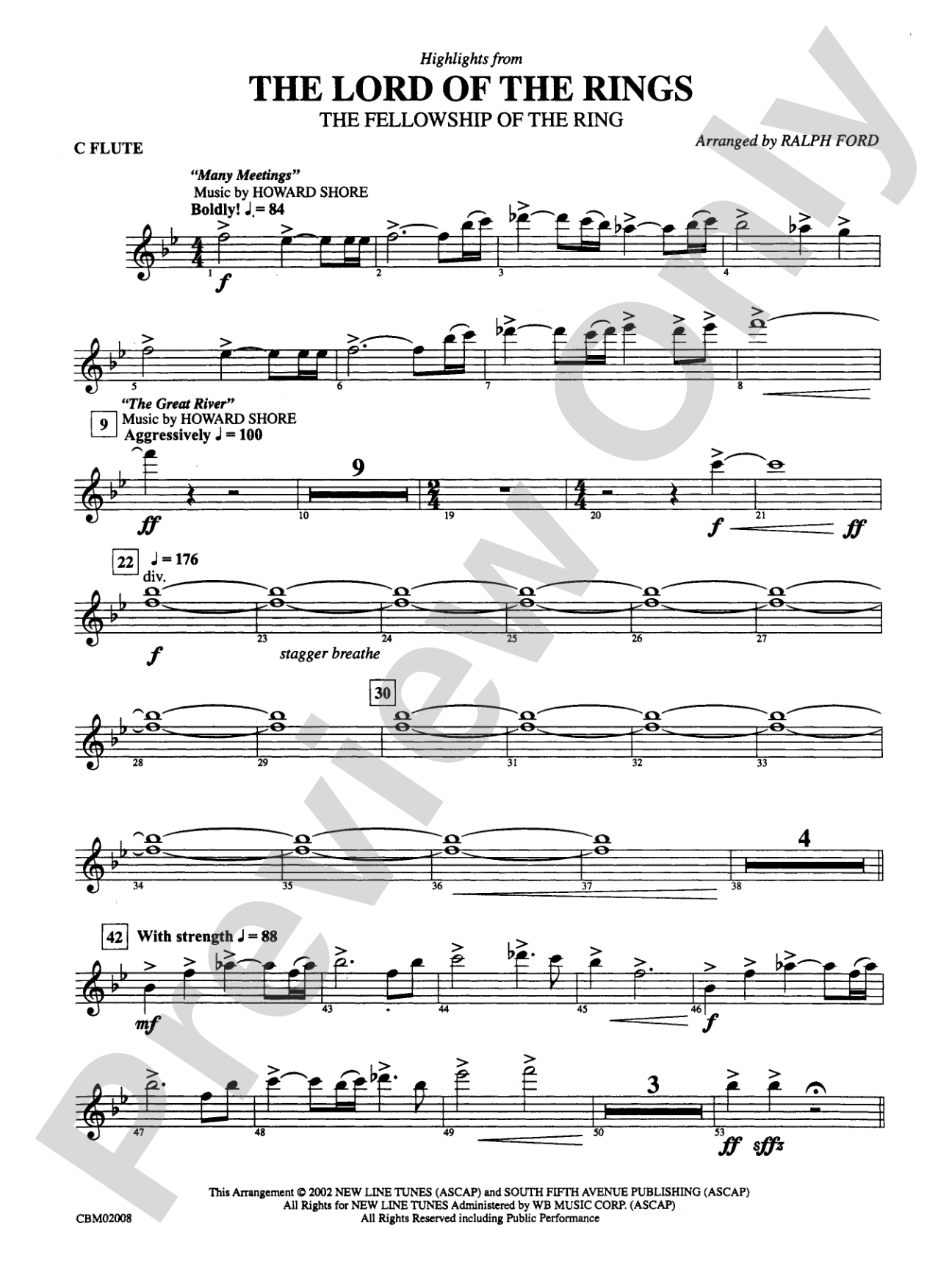 The Lord of the Rings: The Fellowship of the Ring, Highlights from: Flute