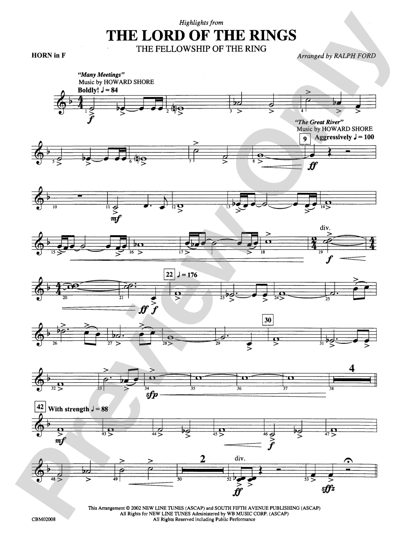 The Lord of the Rings: The Fellowship of the Ring, Highlights from: 1st F Horn
