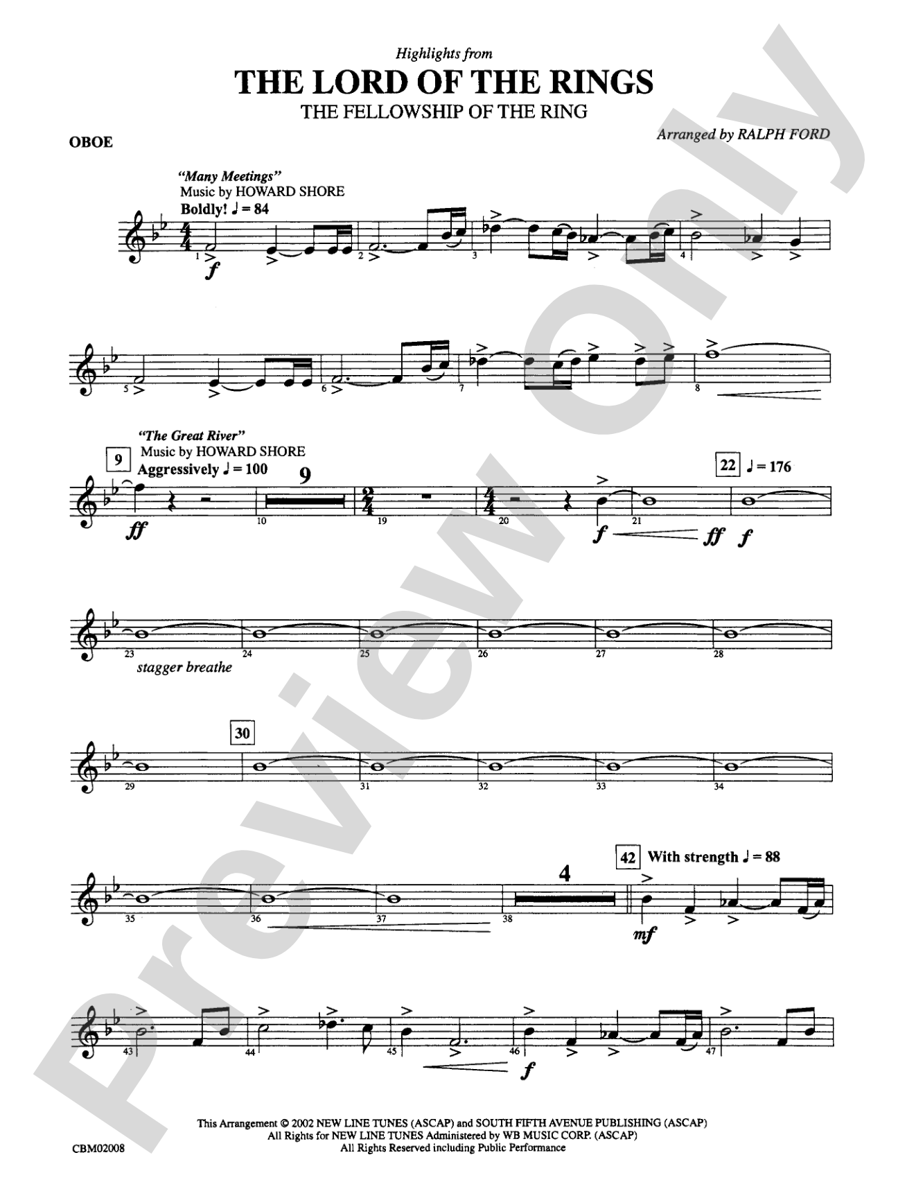 The Lord of the Rings: The Fellowship of the Ring, Highlights from: Oboe