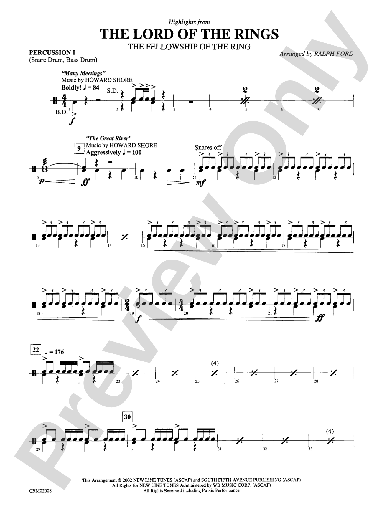 The Lord of the Rings: The Fellowship of the Ring, Highlights from: 1st Percussion