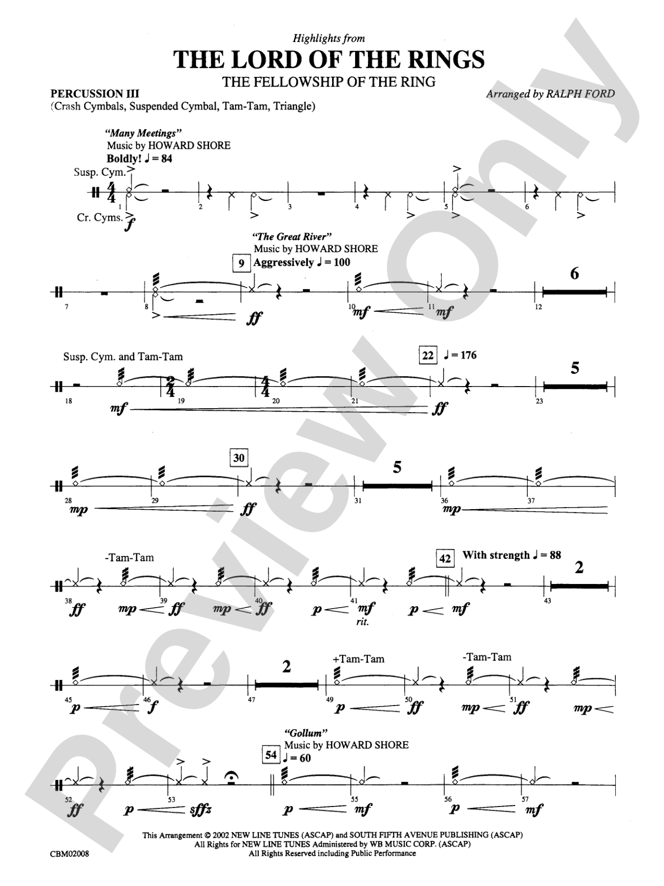 The Lord of the Rings: The Fellowship of the Ring, Highlights from: 3rd Percussion