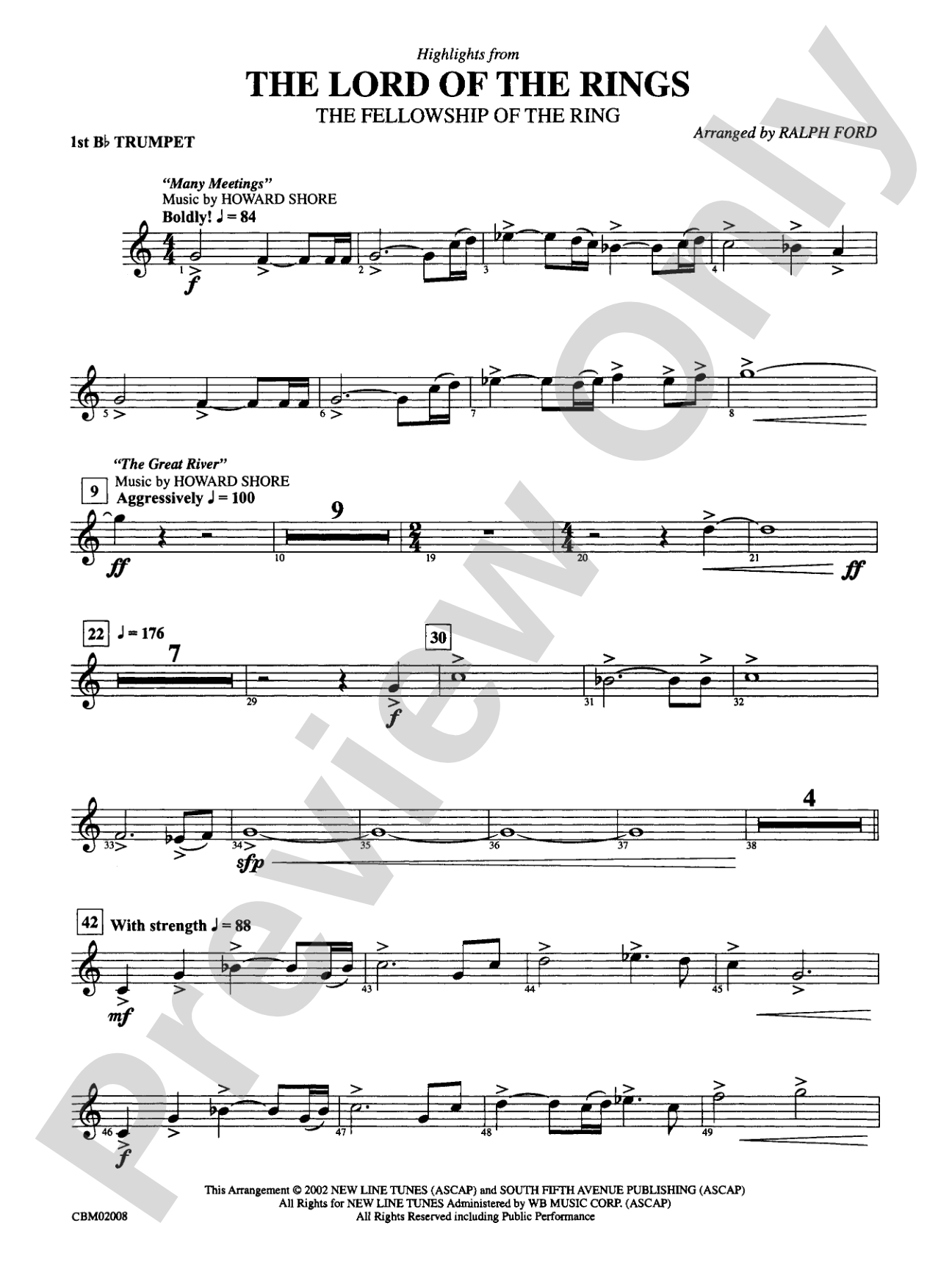 The Lord of the Rings: The Fellowship of the Ring, Highlights from: 1st B-flat Trumpet