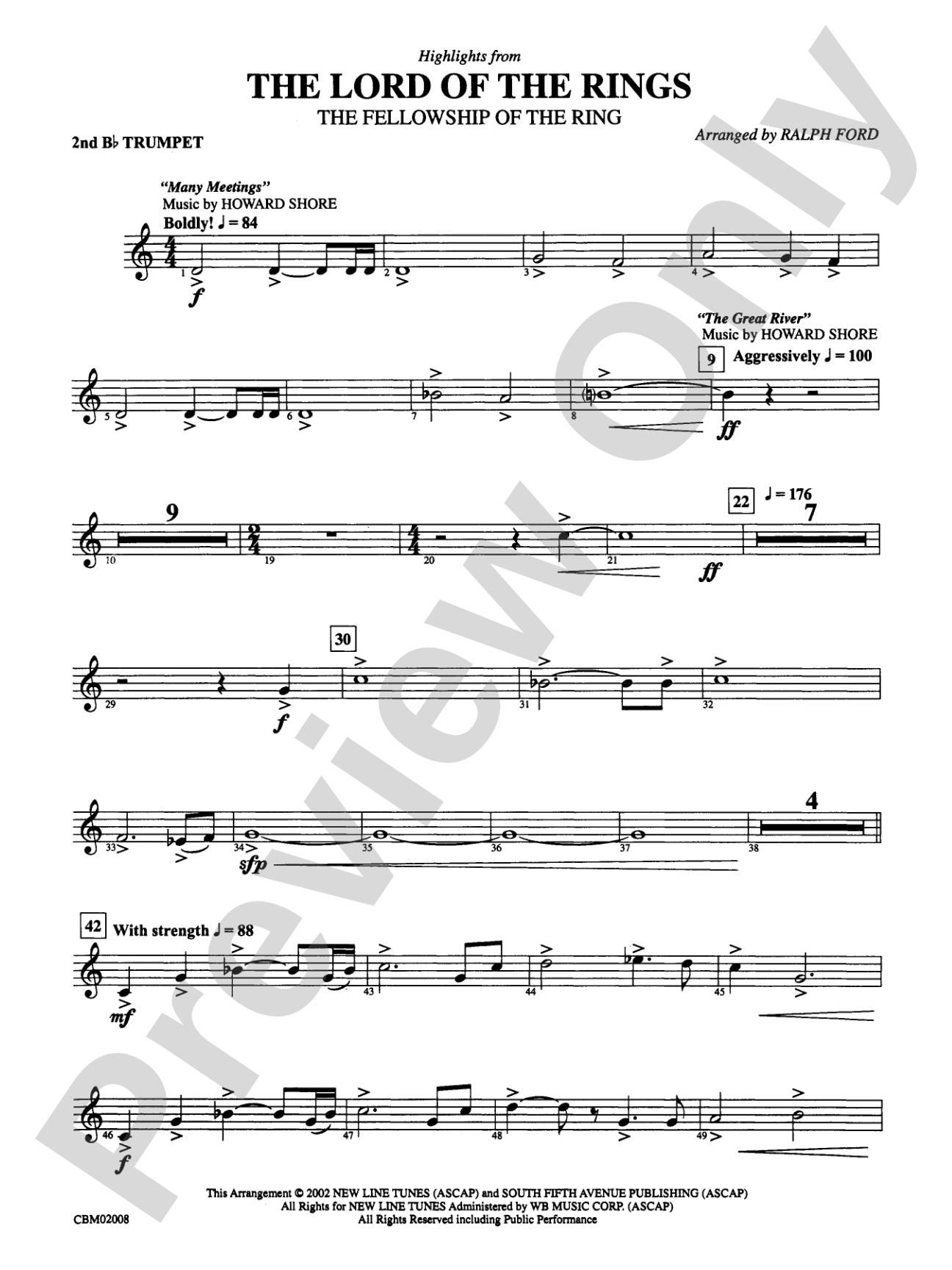 The Lord of the Rings: The Fellowship of the Ring, Highlights from: 2nd B-flat Trumpet