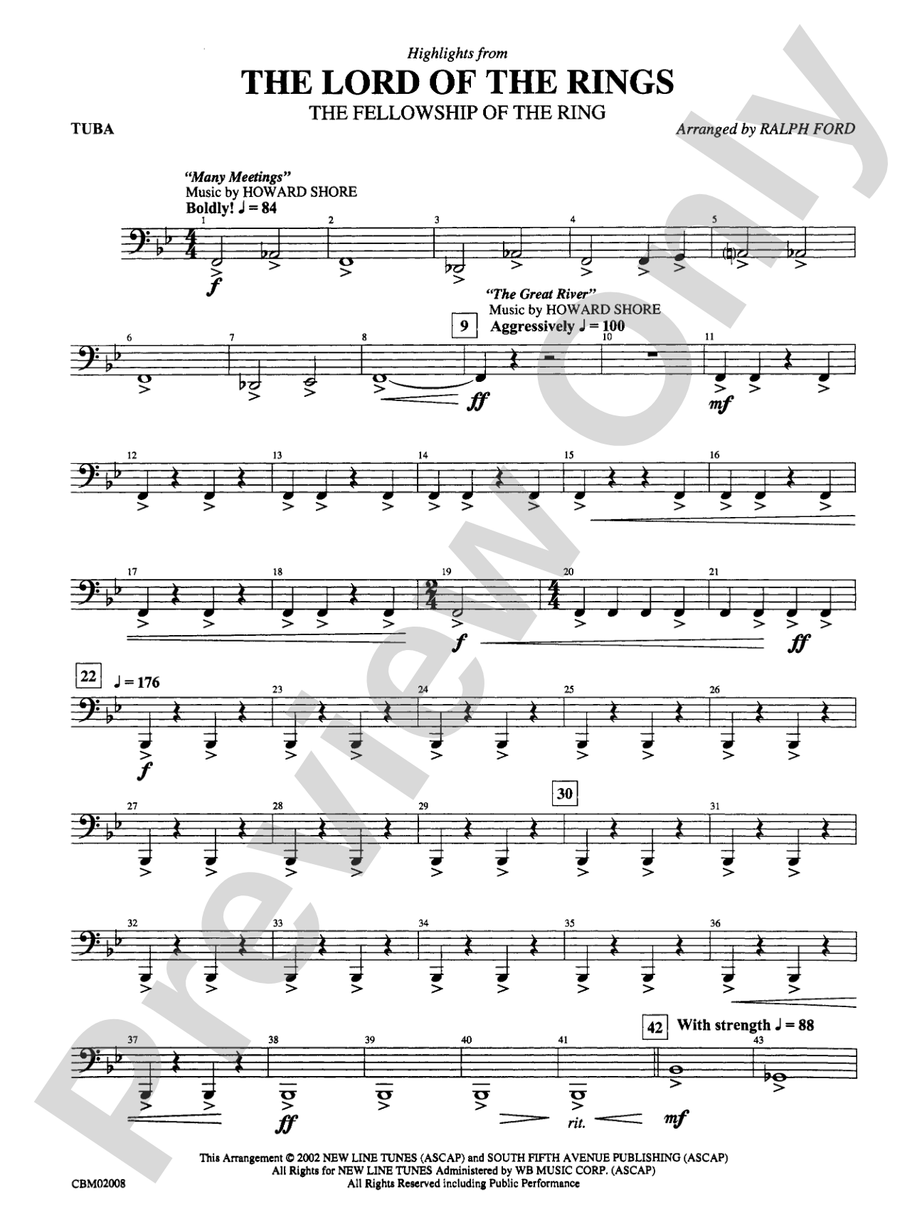 The Lord of the Rings: The Fellowship of the Ring, Highlights from: Tuba