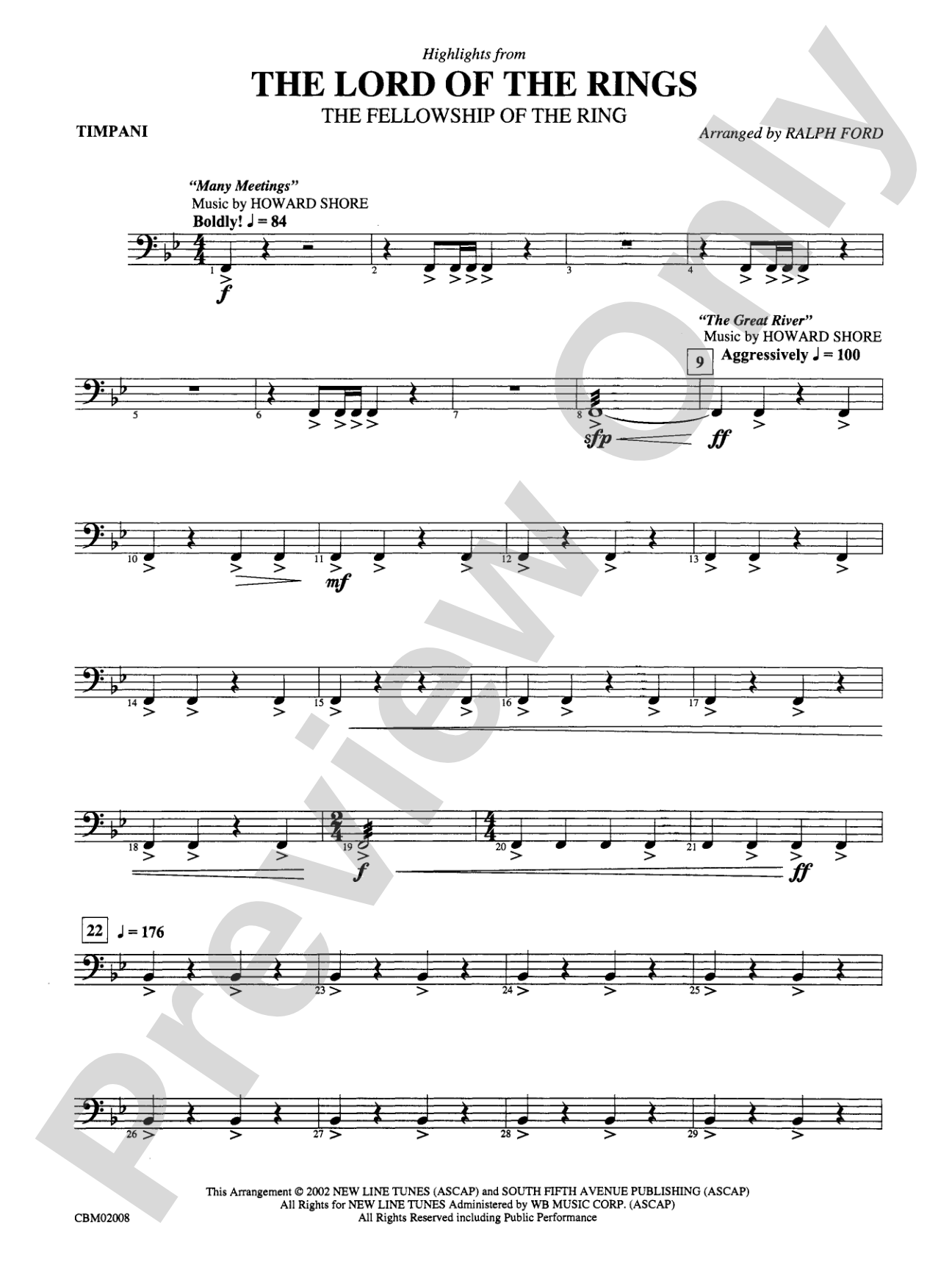 The Lord of the Rings: The Fellowship of the Ring, Highlights from: Timpani