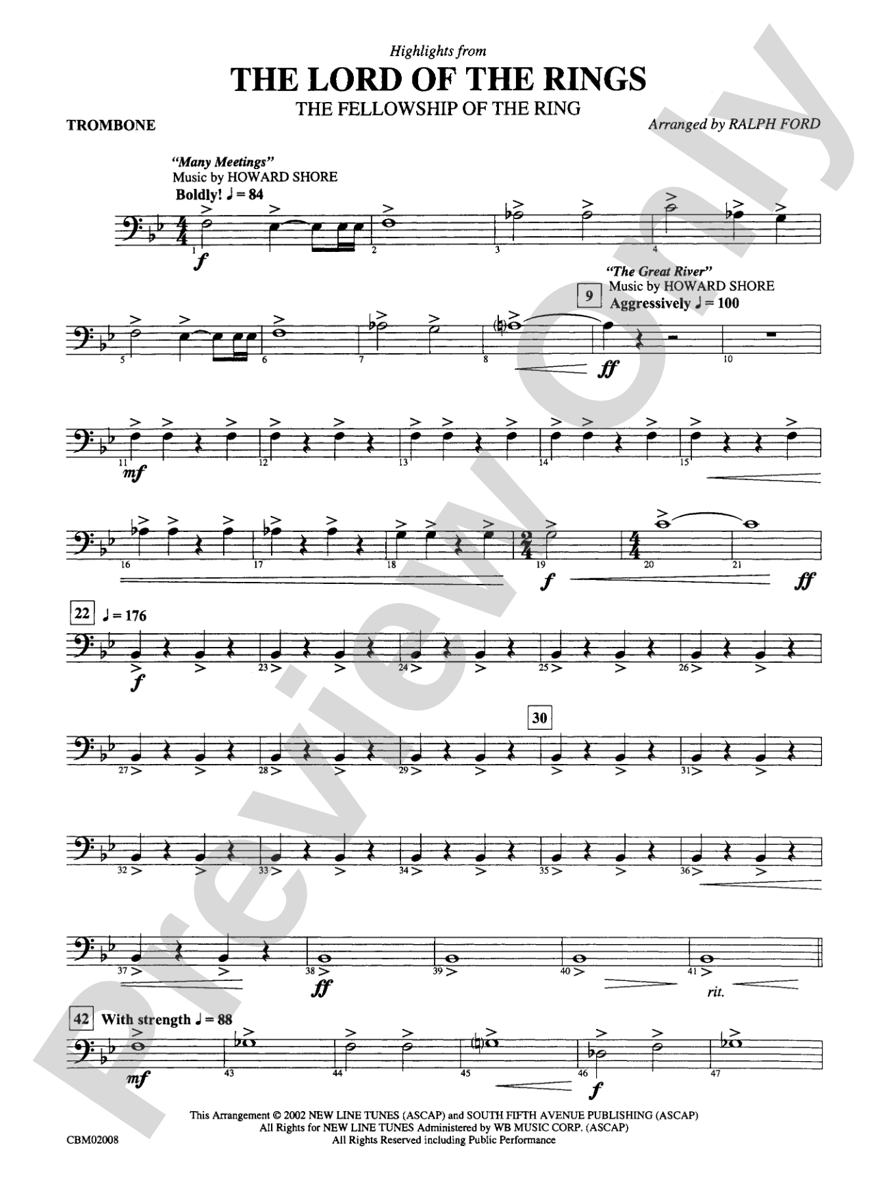 The Lord of the Rings: The Fellowship of the Ring, Highlights from: 1st Trombone