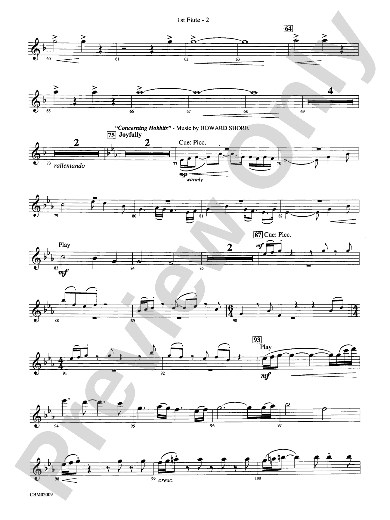 The Lord of the Rings: The Fellowship of the Ring, Symphonic Suite from: Flute