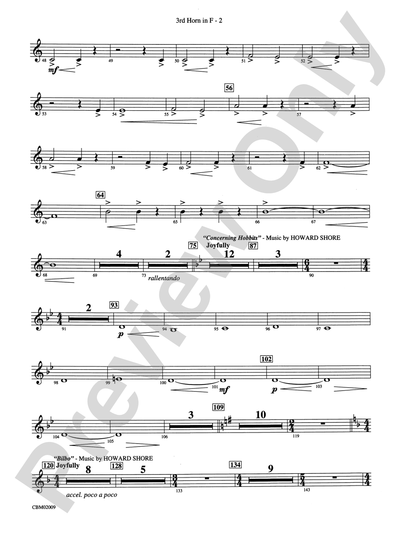 The Lord of the Rings: The Fellowship of the Ring, Symphonic Suite from: 3rd F Horn
