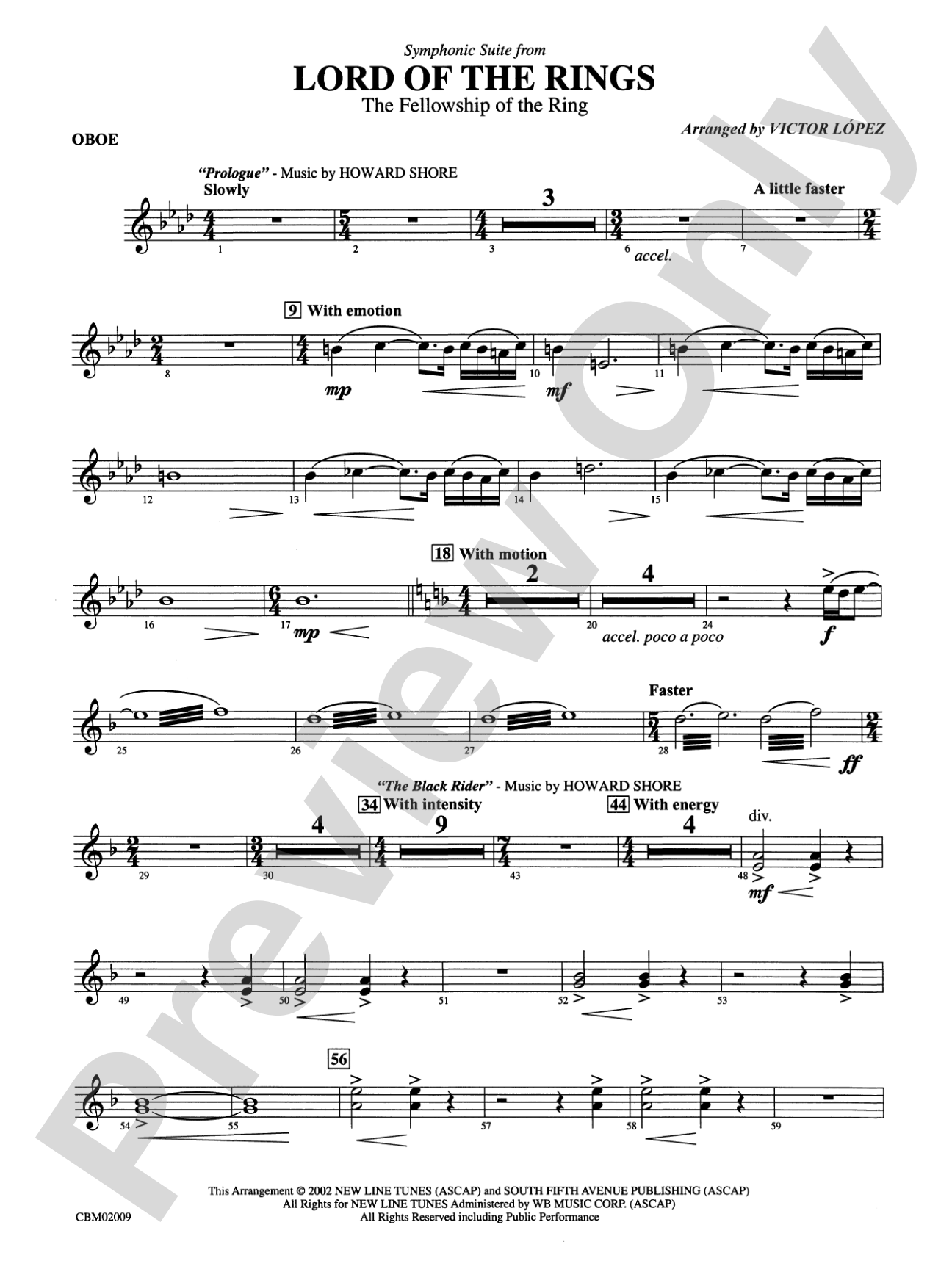 The Lord of the Rings: The Fellowship of the Ring, Symphonic Suite from: Oboe