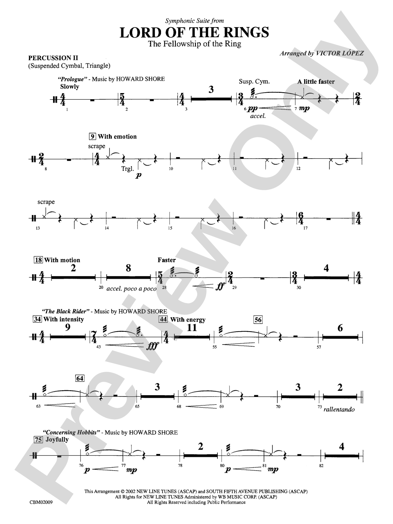 The Lord of the Rings: The Fellowship of the Ring, Symphonic Suite from: 2nd Percussion