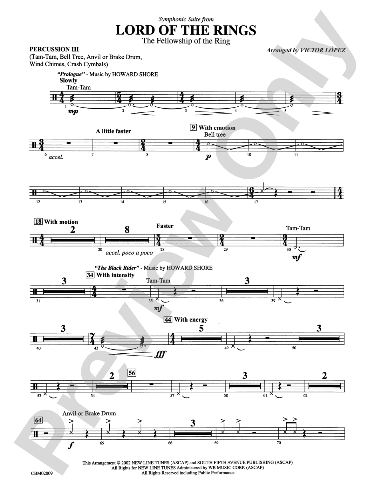 The Lord of the Rings: The Fellowship of the Ring, Symphonic Suite from: 3rd Percussion