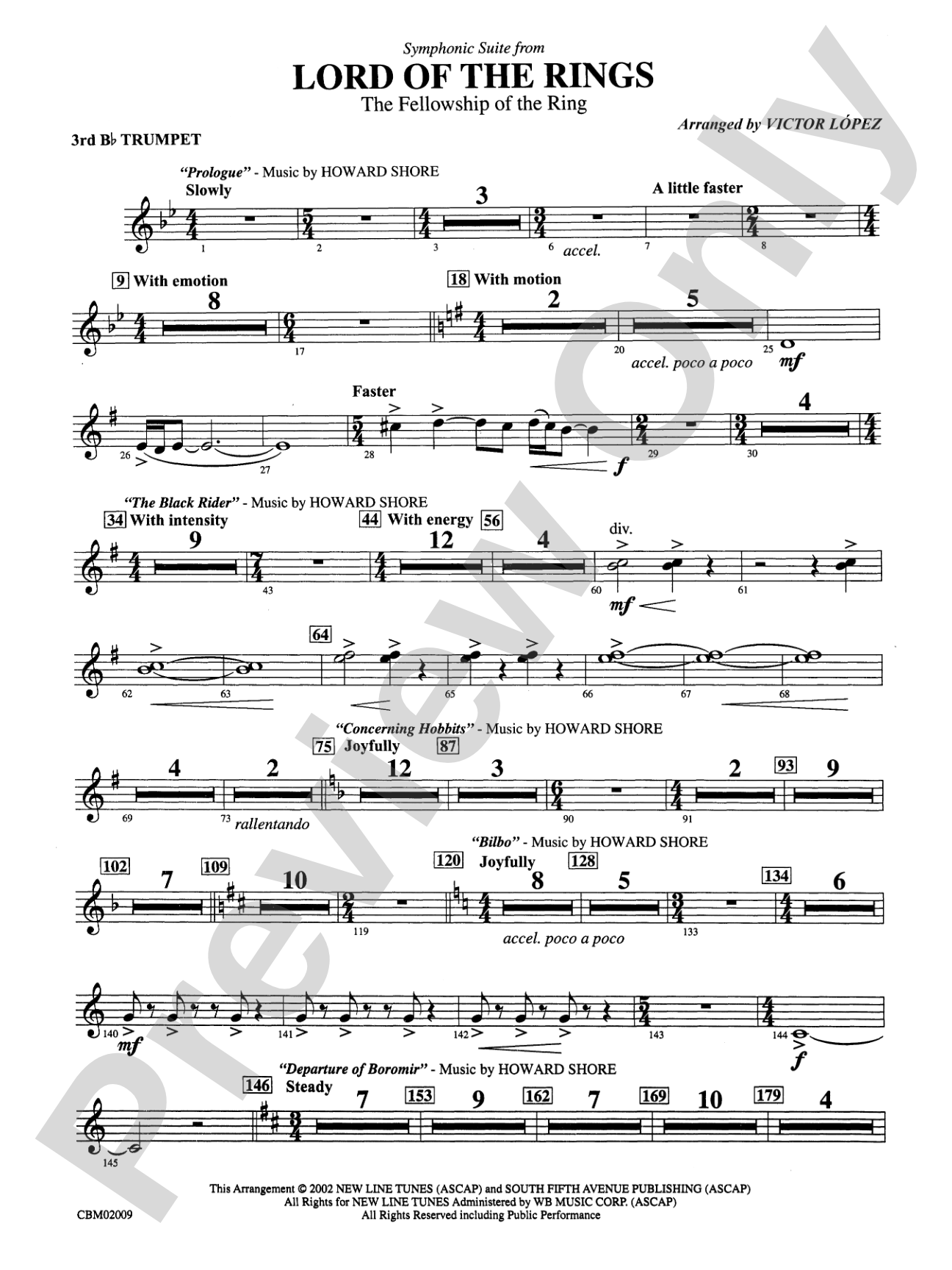 The Lord of the Rings: The Fellowship of the Ring, Symphonic Suite from: 3rd B-flat Trumpet