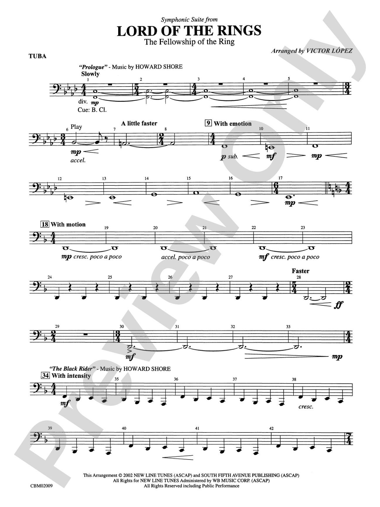 The Lord of the Rings: The Fellowship of the Ring, Symphonic Suite from: Tuba