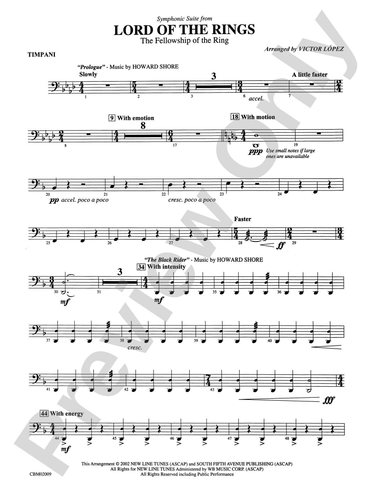 The Lord of the Rings: The Fellowship of the Ring, Symphonic Suite from: Timpani