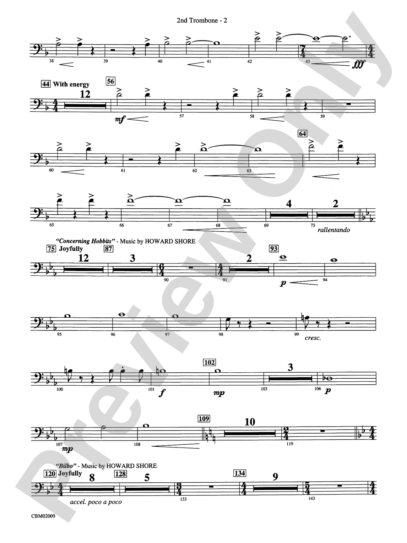 The Lord of the Rings: The Fellowship of the Ring, Symphonic Suite from: 2nd Trombone