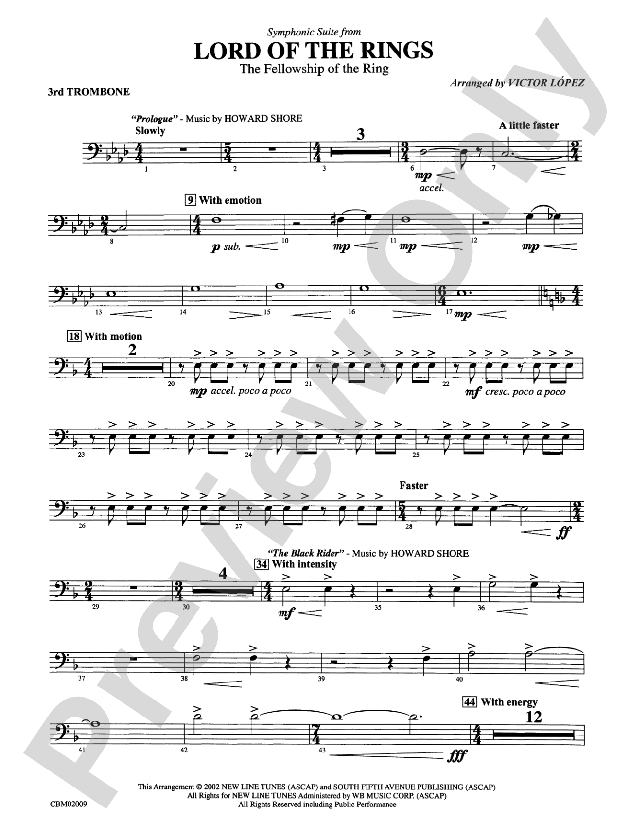 The Lord of the Rings: The Fellowship of the Ring, Symphonic Suite from: 3rd Trombone