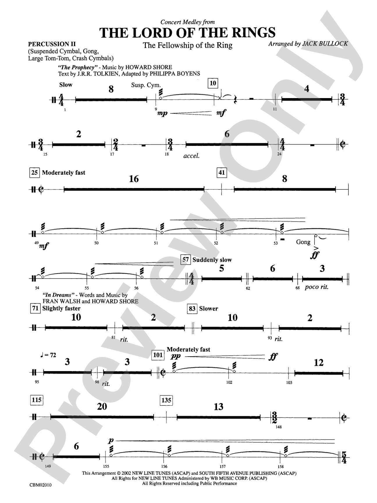 The Lord of the Rings: The Fellowship of the Ring, Concert Medley from: 2nd Percussion