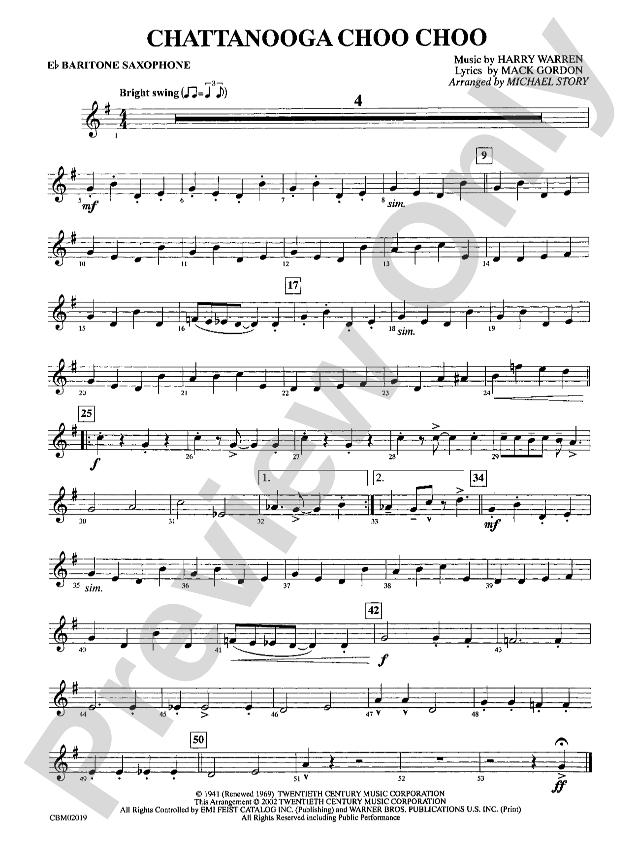 Chattanooga Choo Choo: E-flat Baritone Saxophone