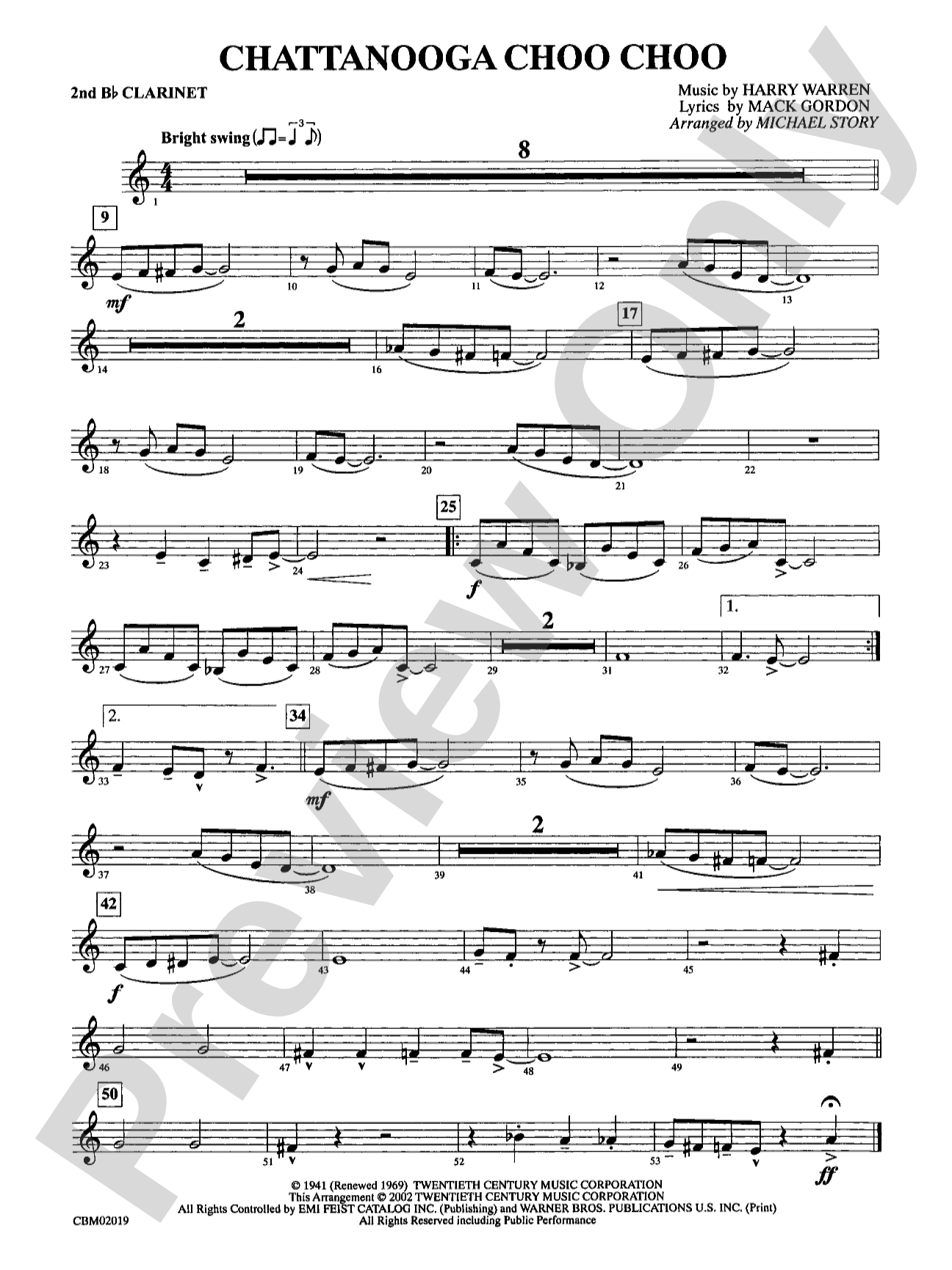 Chattanooga Choo Choo: 2nd B-flat Clarinet