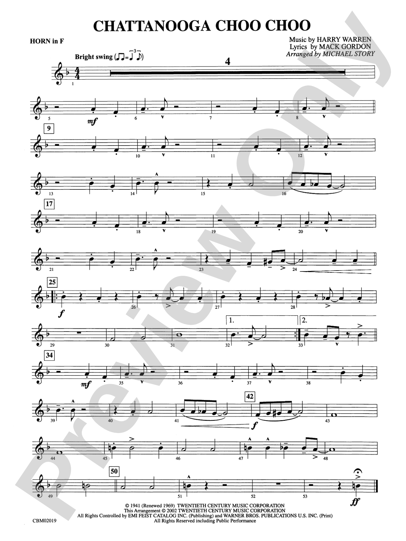 Chattanooga Choo Choo: 1st F Horn