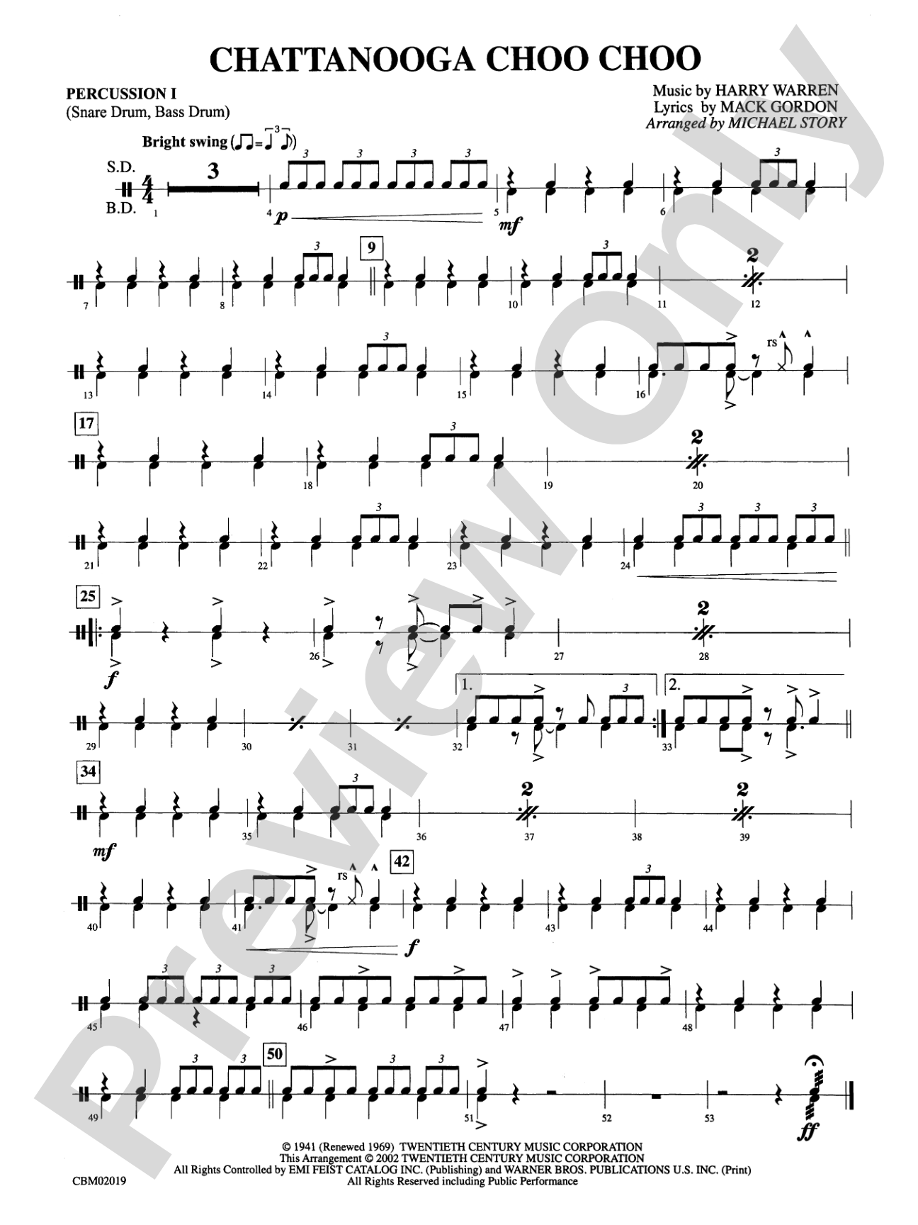 Chattanooga Choo Choo: 1st Percussion