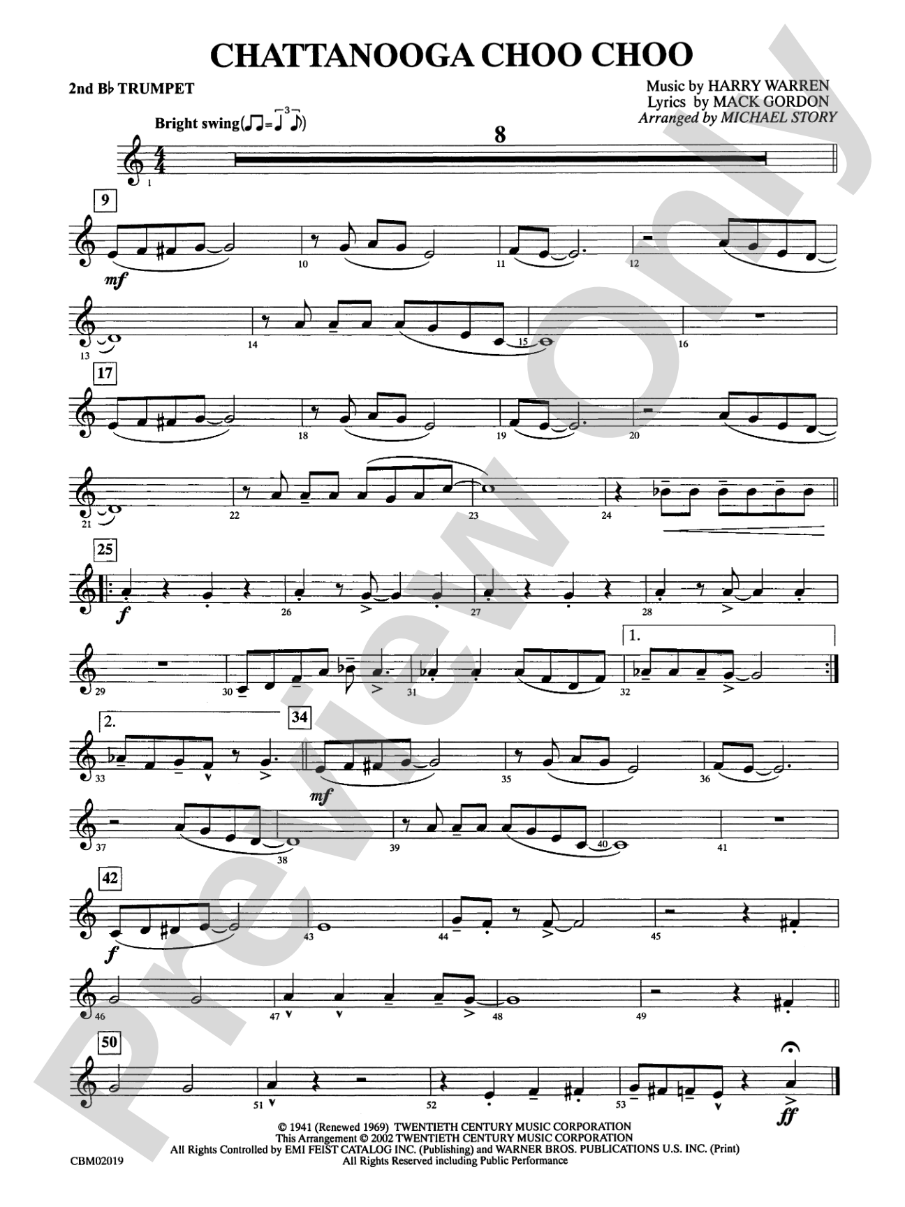 Chattanooga Choo Choo: 2nd B-flat Trumpet